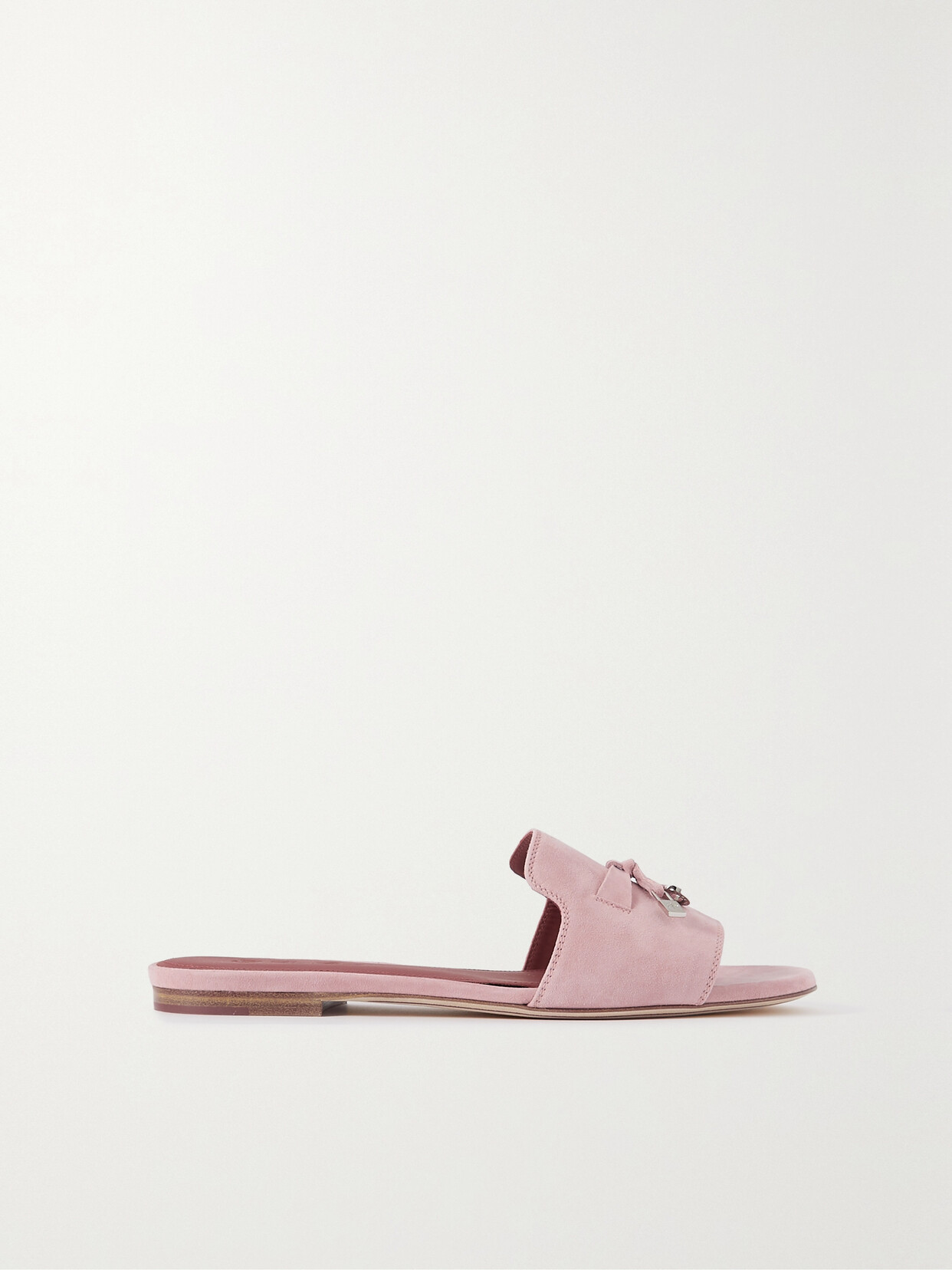 Loro Piana Summer Charms Suede Slides In Flowering Cherry