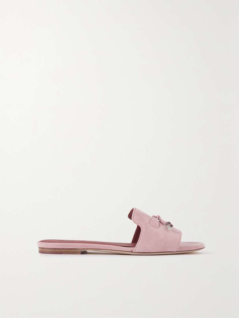 Loro Piana Summer Charms Suede Slides