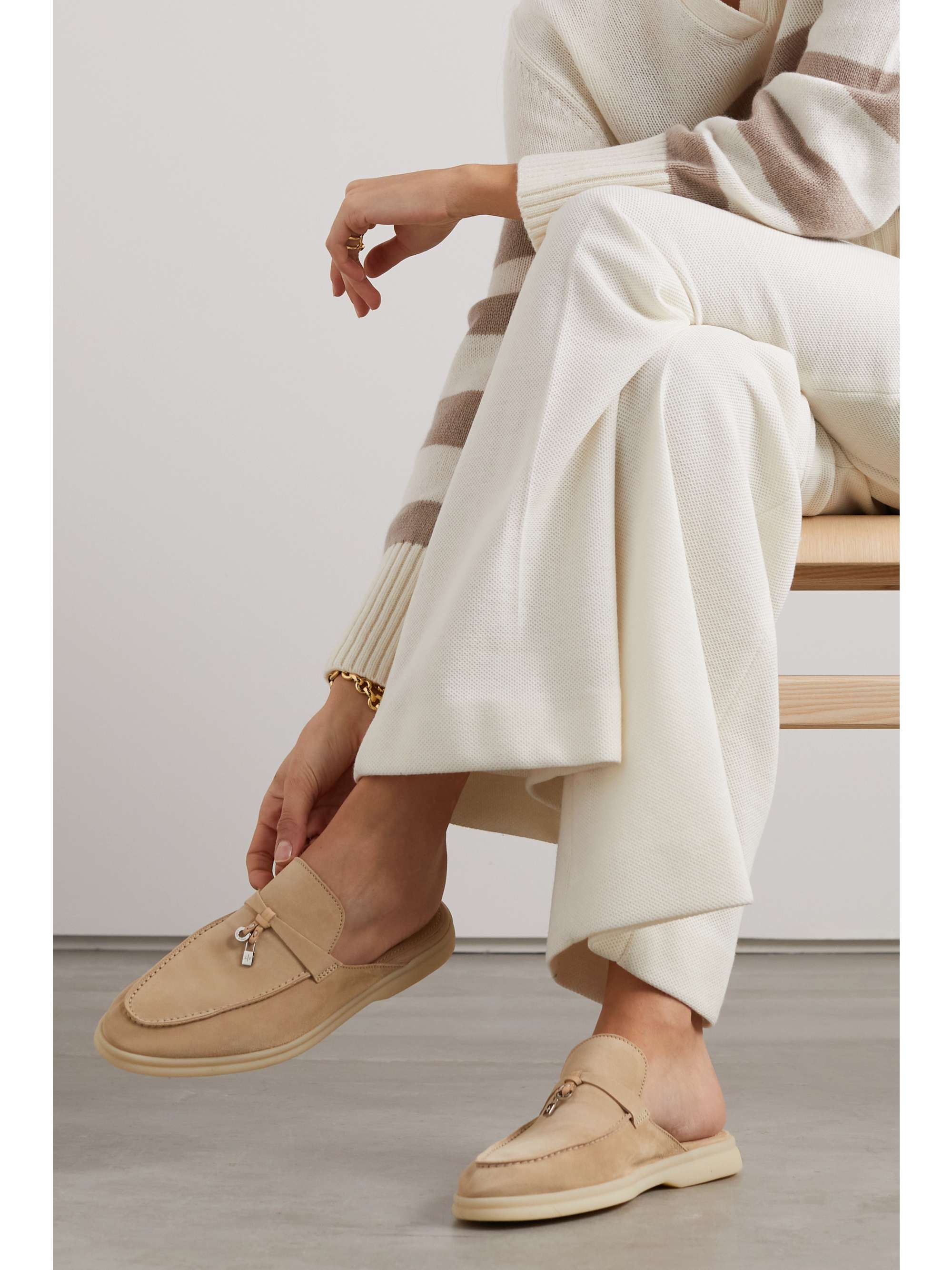 LORO PIANA Babouche Charms Walk suede slippers | NET-A-PORTER