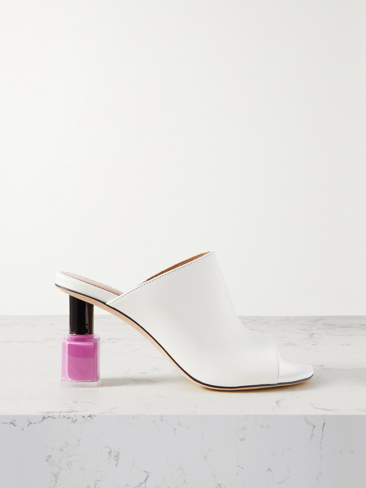 Shop Loewe Nail Polish Leather Mules In White