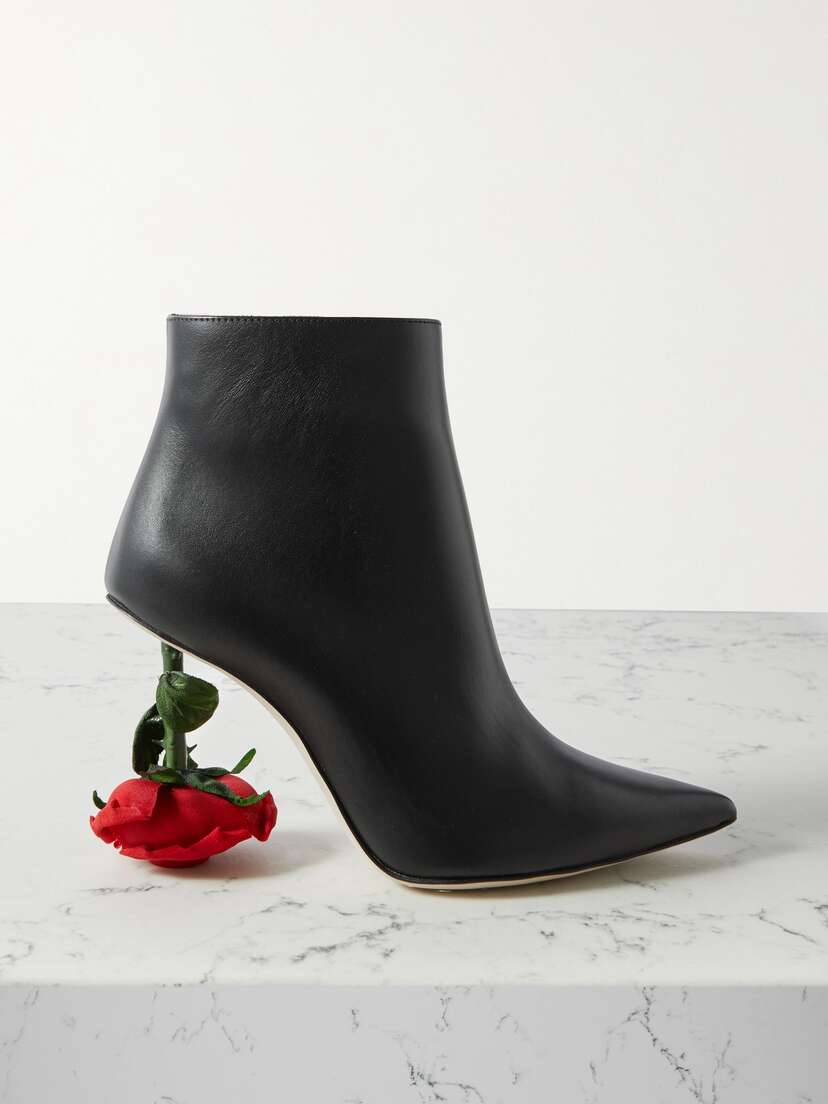 Loewe — Rose embellished leather ankle boots