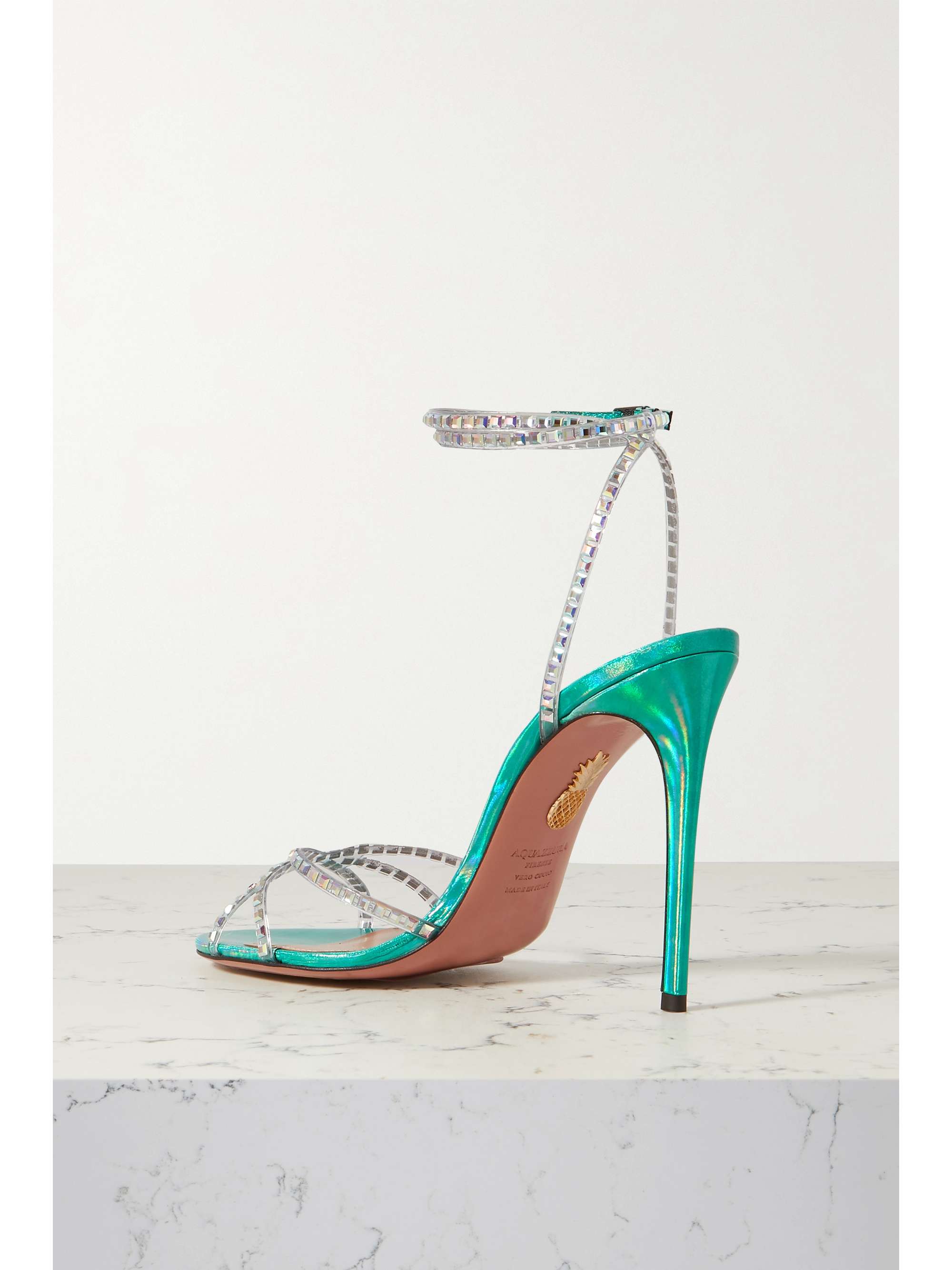 AQUAZZURA Dance Plexi 105 水晶缀饰 PVC 凉鞋