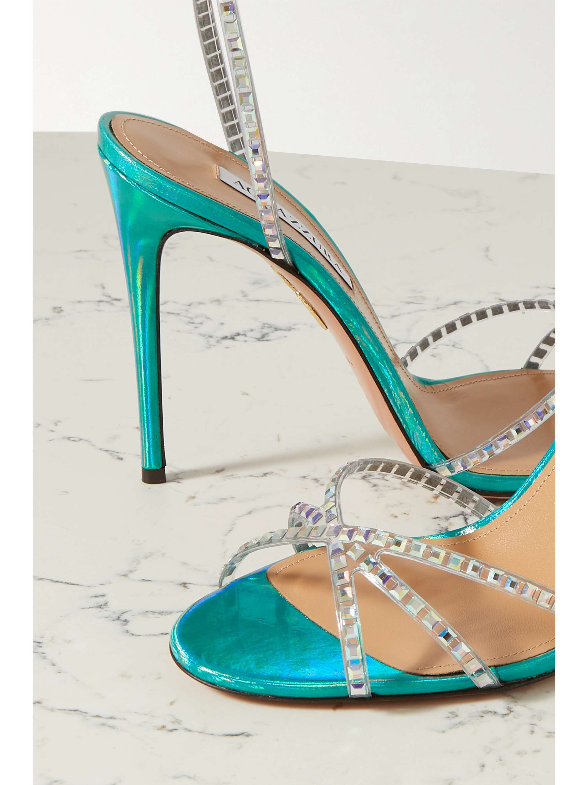 AQUAZZURA Dance Plexi 105 水晶缀饰 PVC 凉鞋