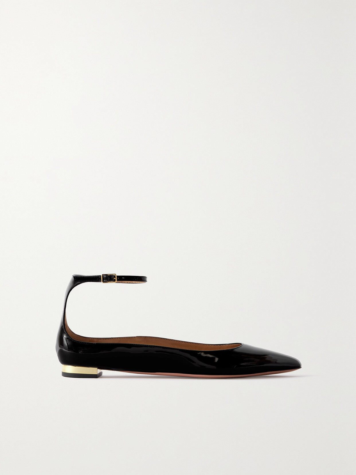 Aquazzura - Love Affair Patent-leather Point-toe Flats - Black