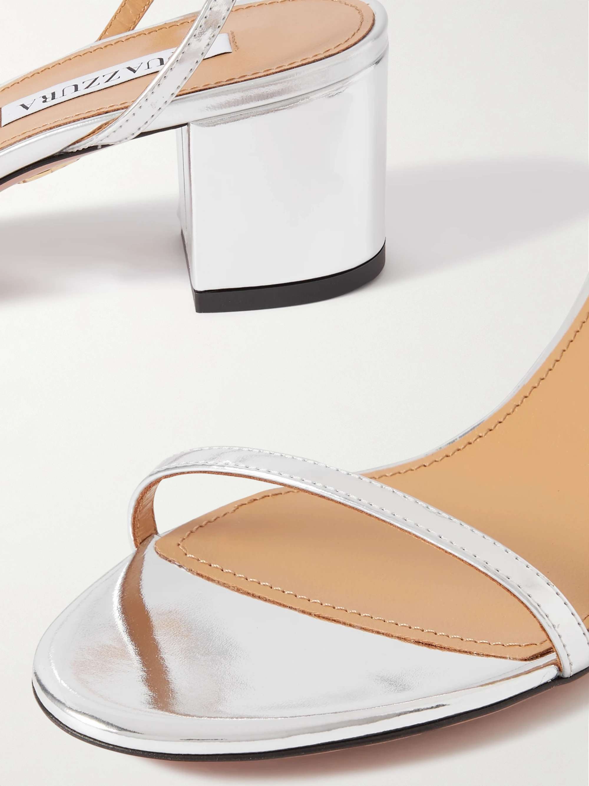 AQUAZZURA Olie 50 metallic leather sandals | NET-A-PORTER AQUAZZURA Olie 50 metallic leather sandals | NET-A-PORTER