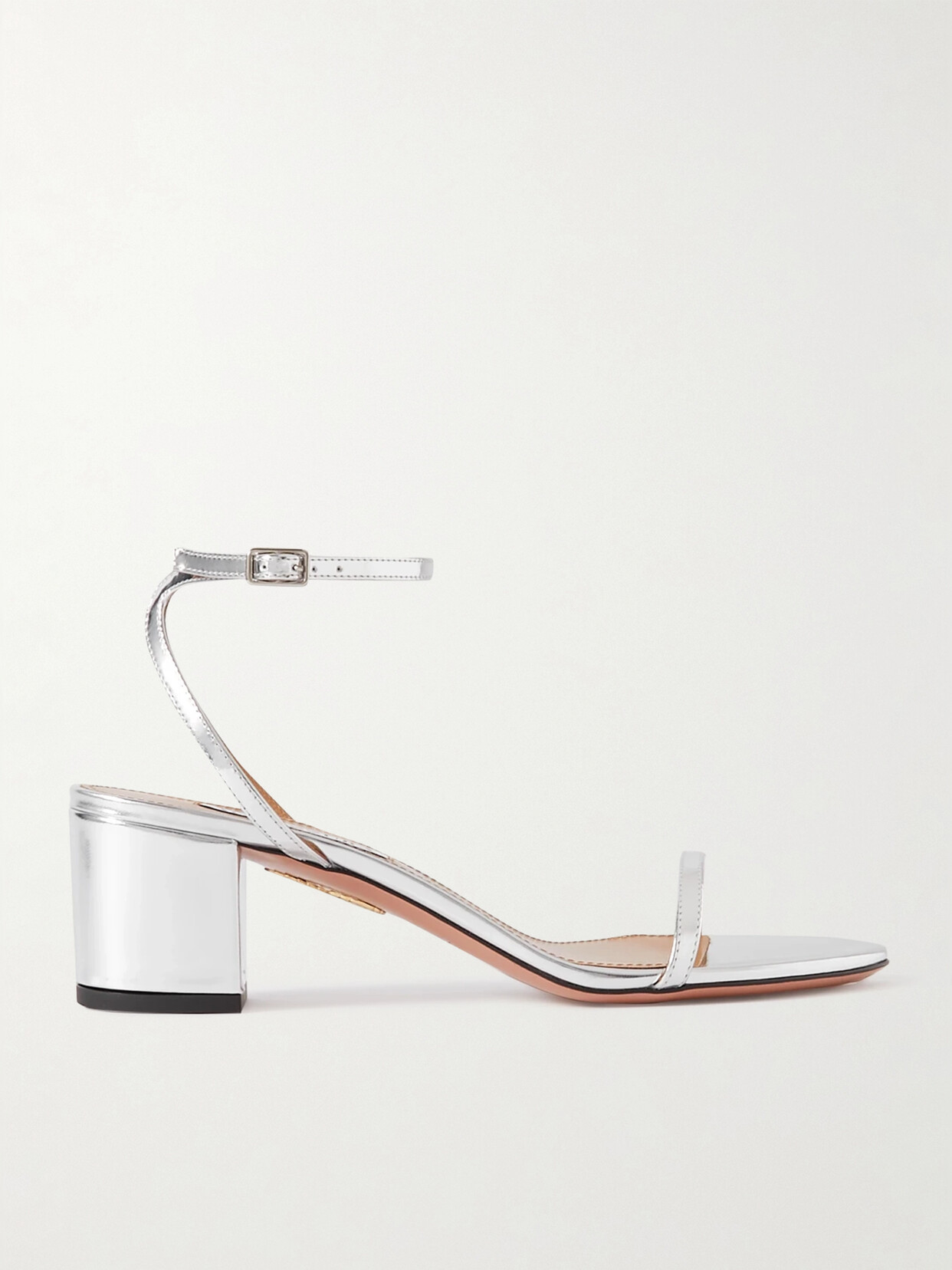 Aquazzura Olie 50 Metallic Leather Sandals In Silver