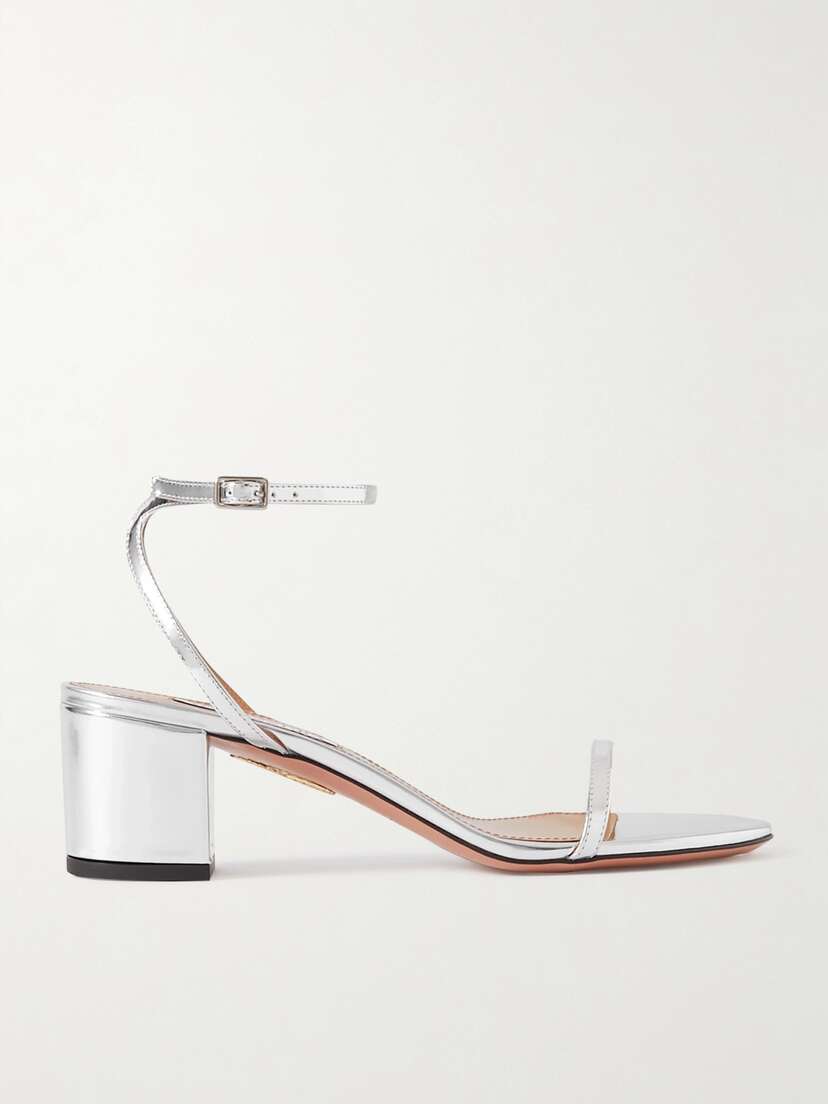 Aquazzura Olie 50 Metallic Leather Sandals