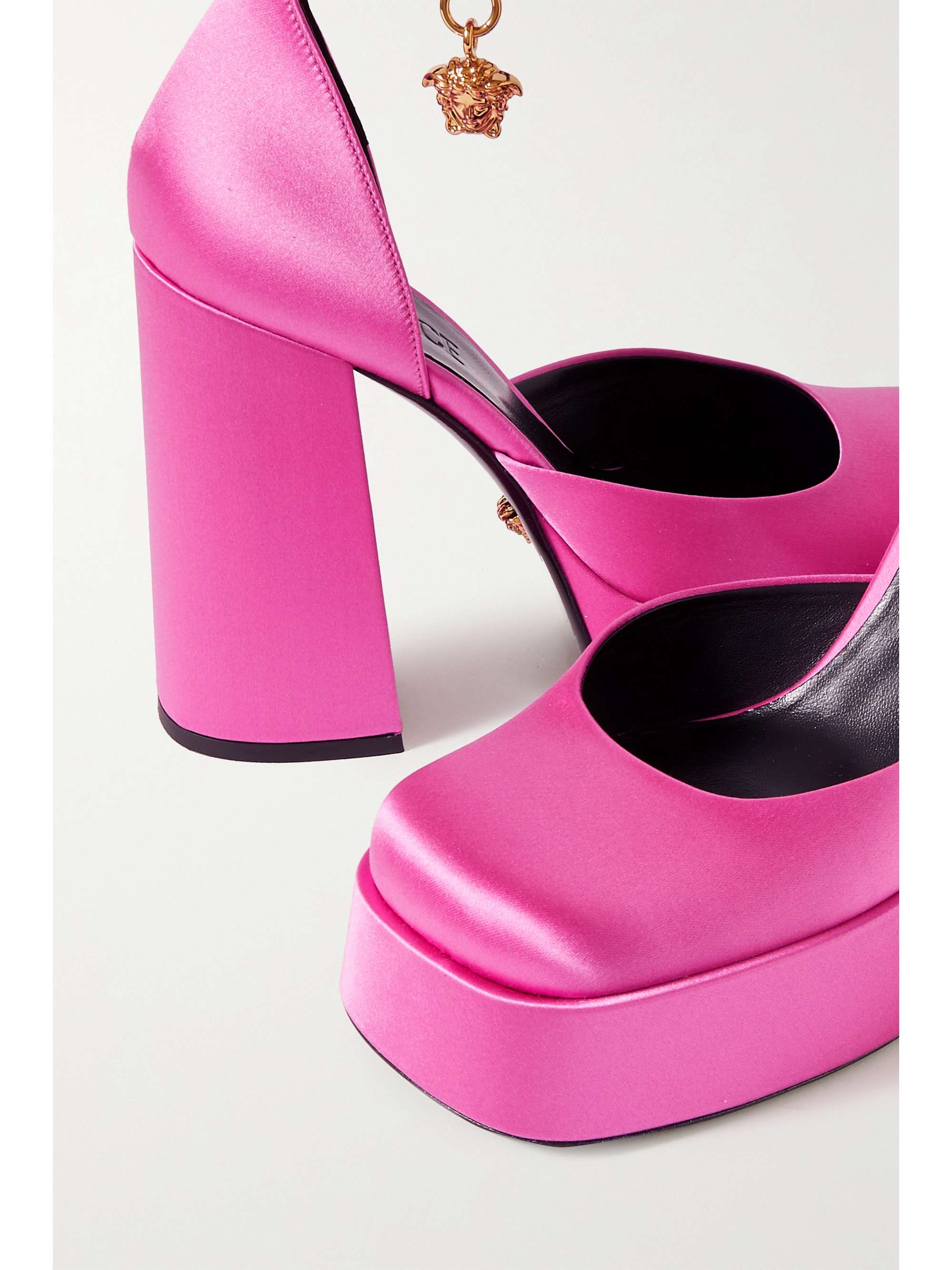 VERSACE Medusa Aevitas embellished satin platform pumps