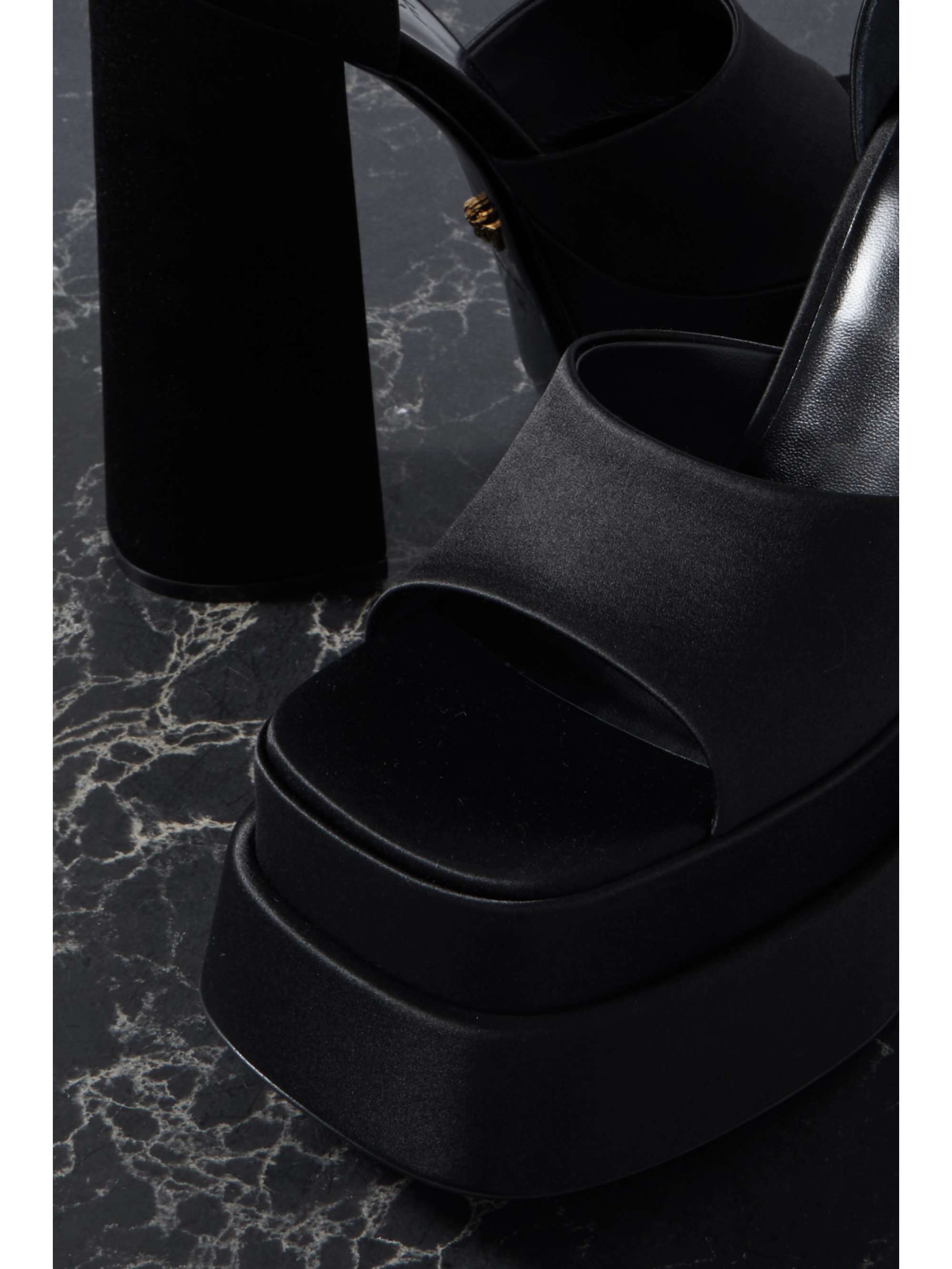 VERSACE Medusa Aevitas embellished satin platform sandals