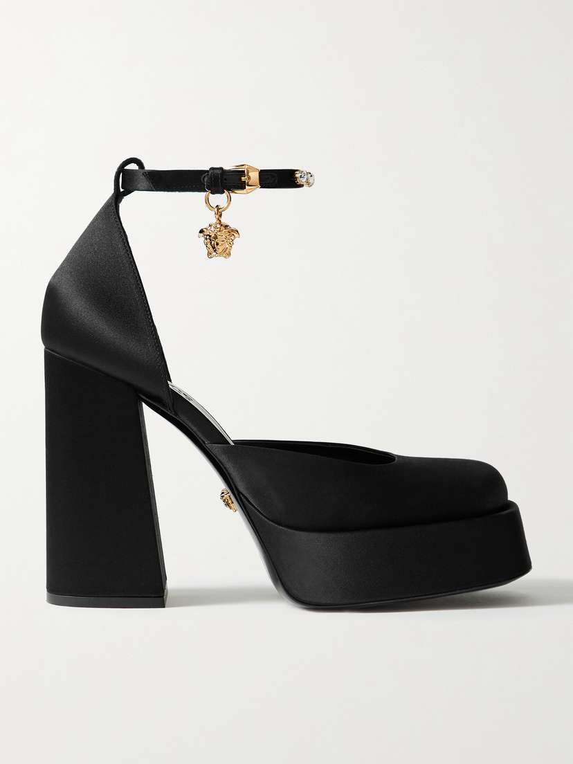 Versace Medusa Aevitas Embellished Satin Platform Pumps