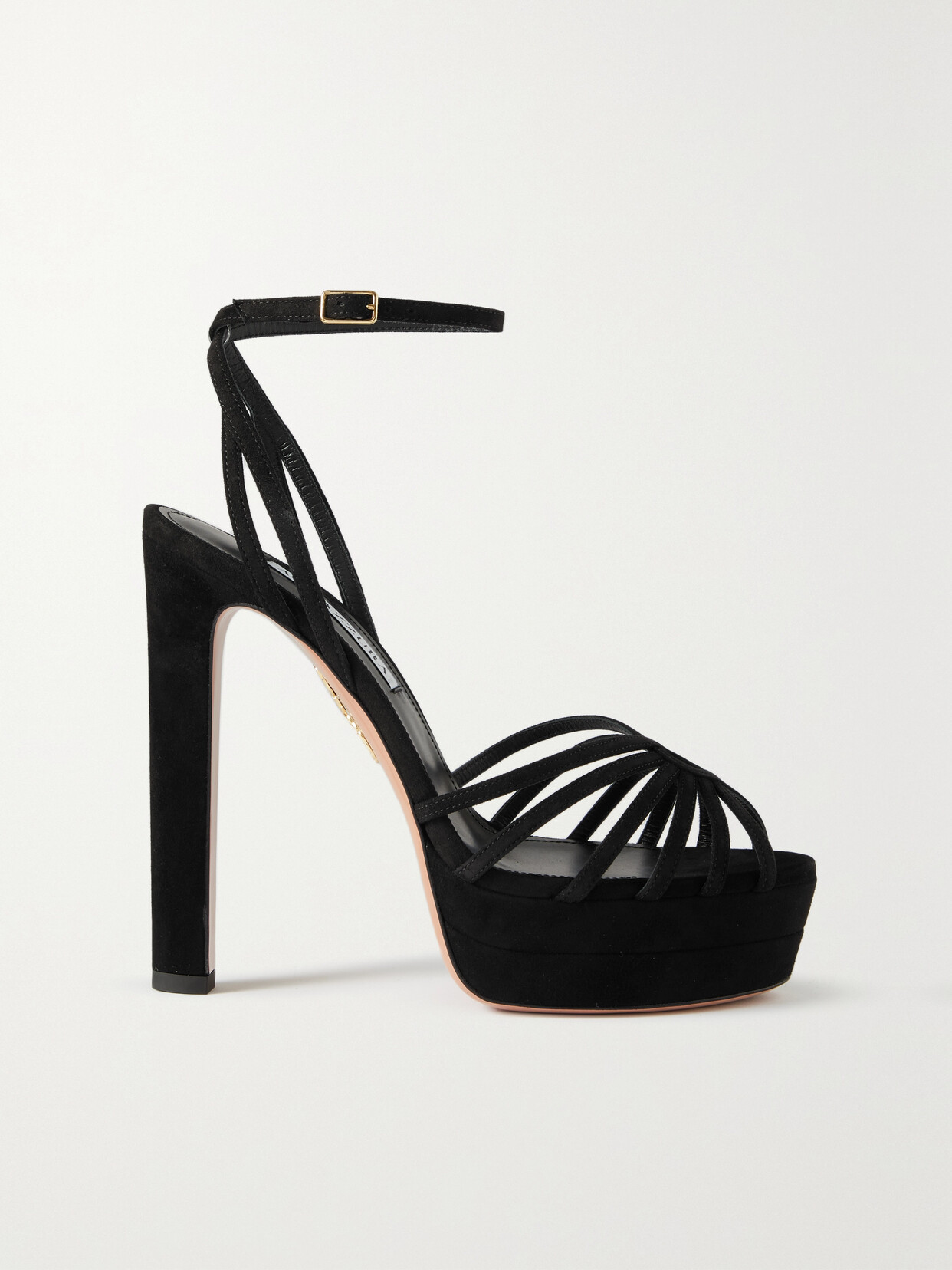 Aquazzura - Flow 130 Suede Platform Sandals - Black