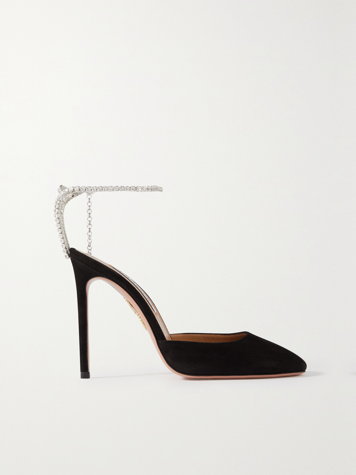 Aquazzura Ice Suede Crystal-strap Pumps In Black