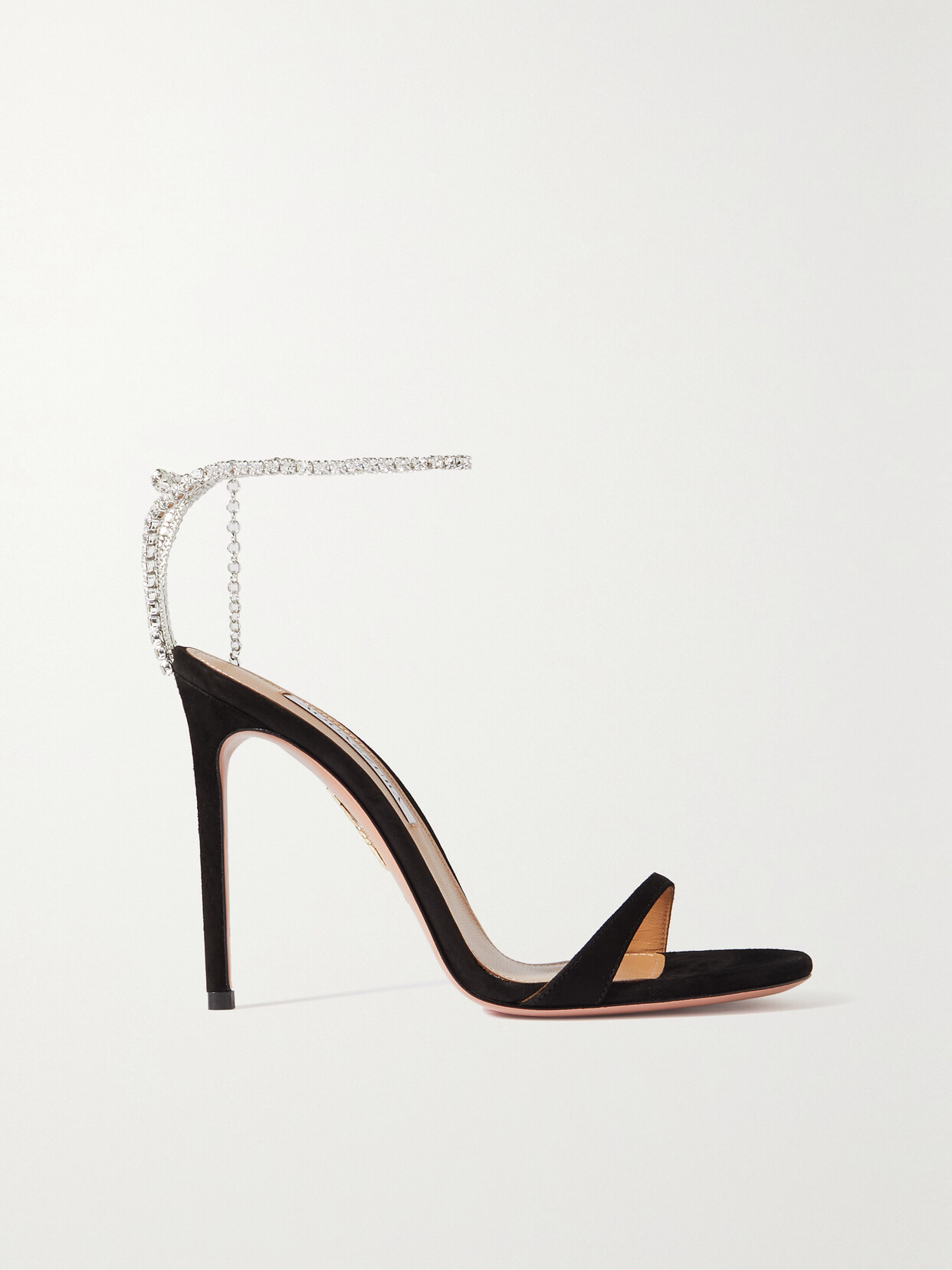 Aquazzura - Ice 105 Embellished Suede Sandals - Black