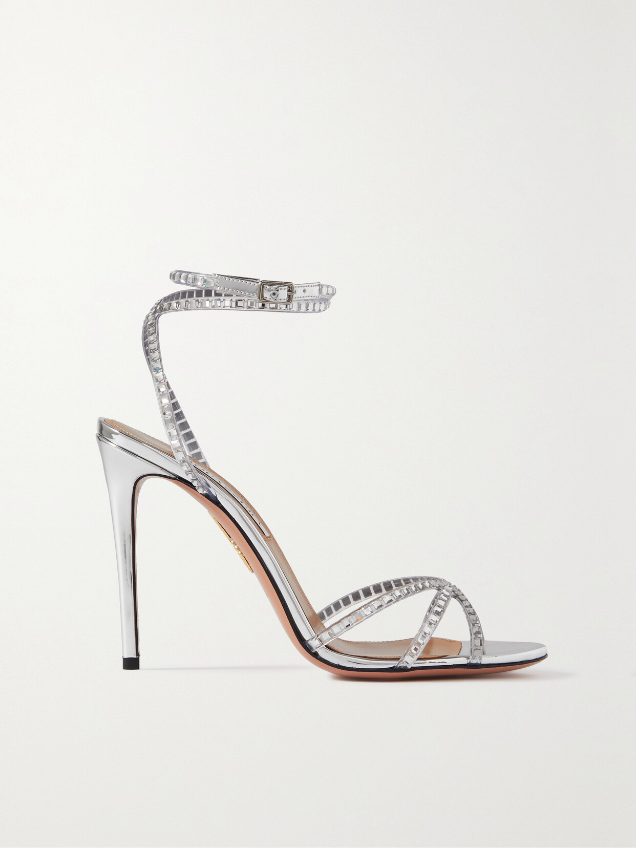 Shop Aquazzura Dance Plexi 105 Crystal-embellished Pvc Sandals In Silver