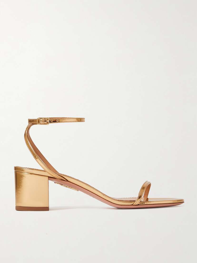 Aquazzura Olie 50 Metallic Leather Sandals