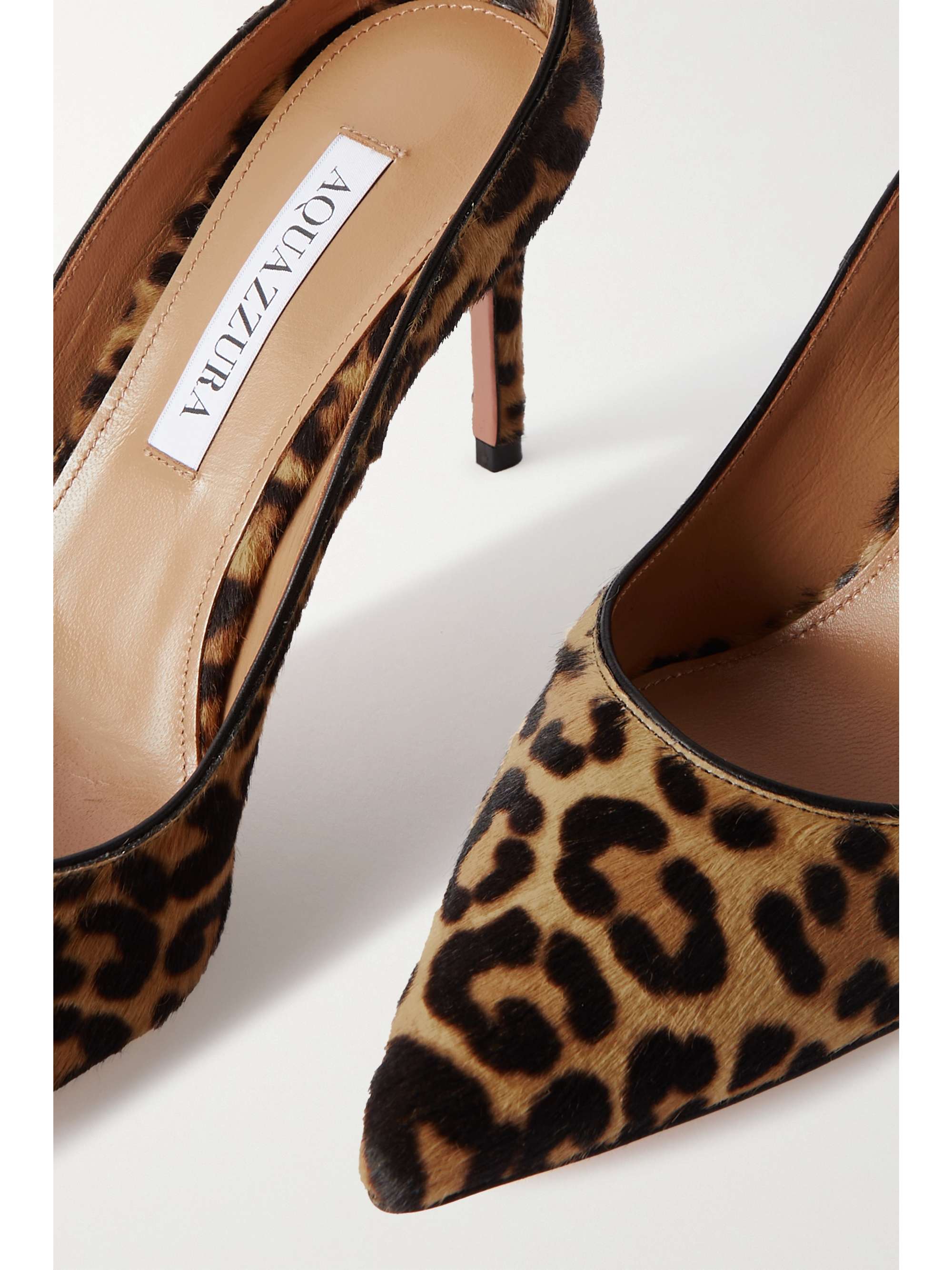 AQUAZZURA Love Affair 85 leopard-print pony hair pumps | NET-A-PORTER