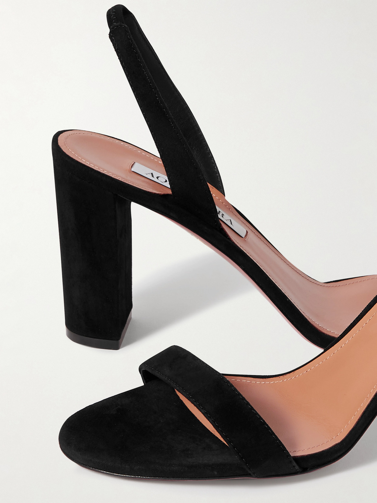 Aquazzura So Nude 85 Leather Slingback Sandals In Black