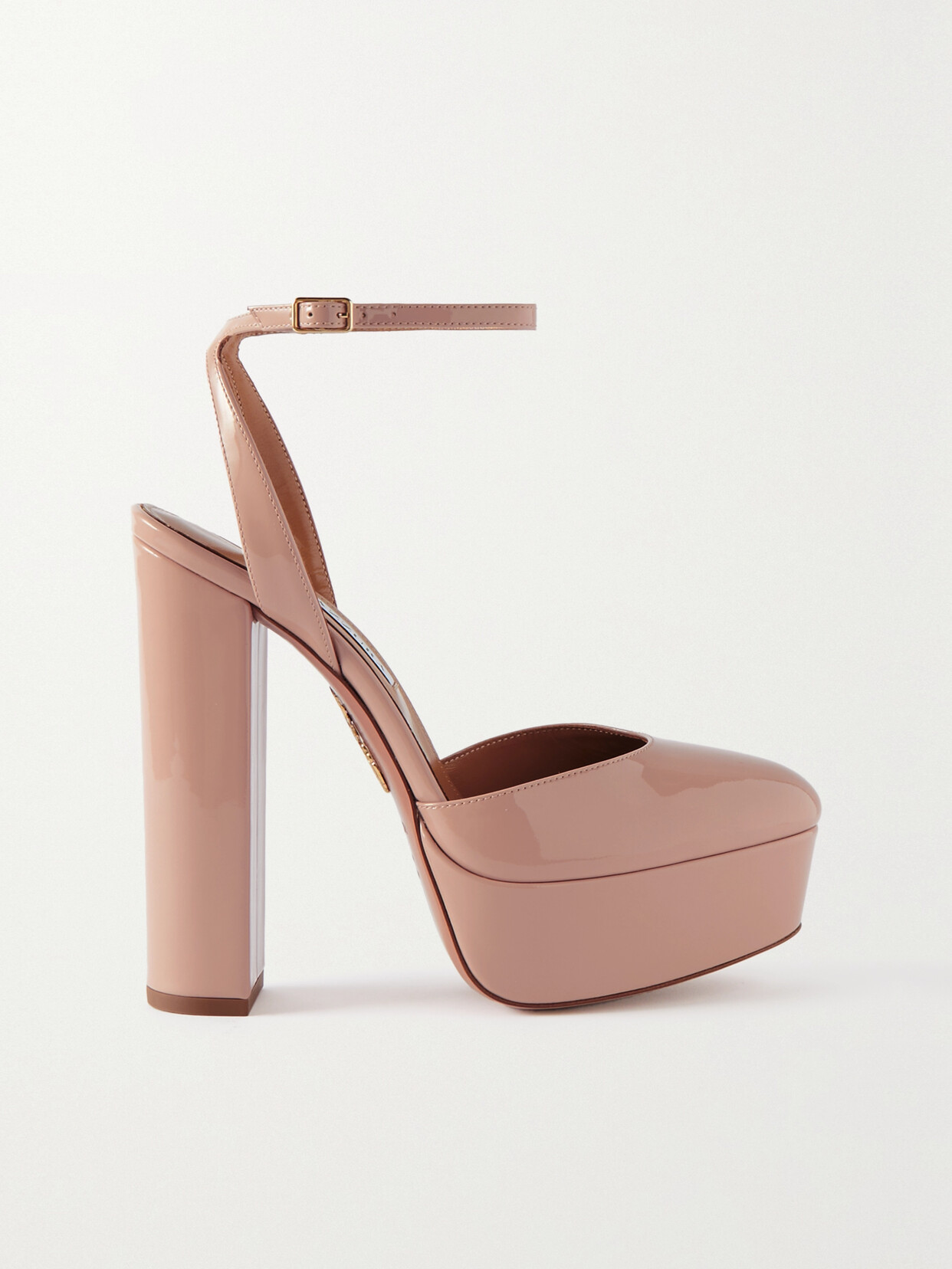 Aquazzura So High Plateau 140 Patent-leather Platform Pumps - Neutrals