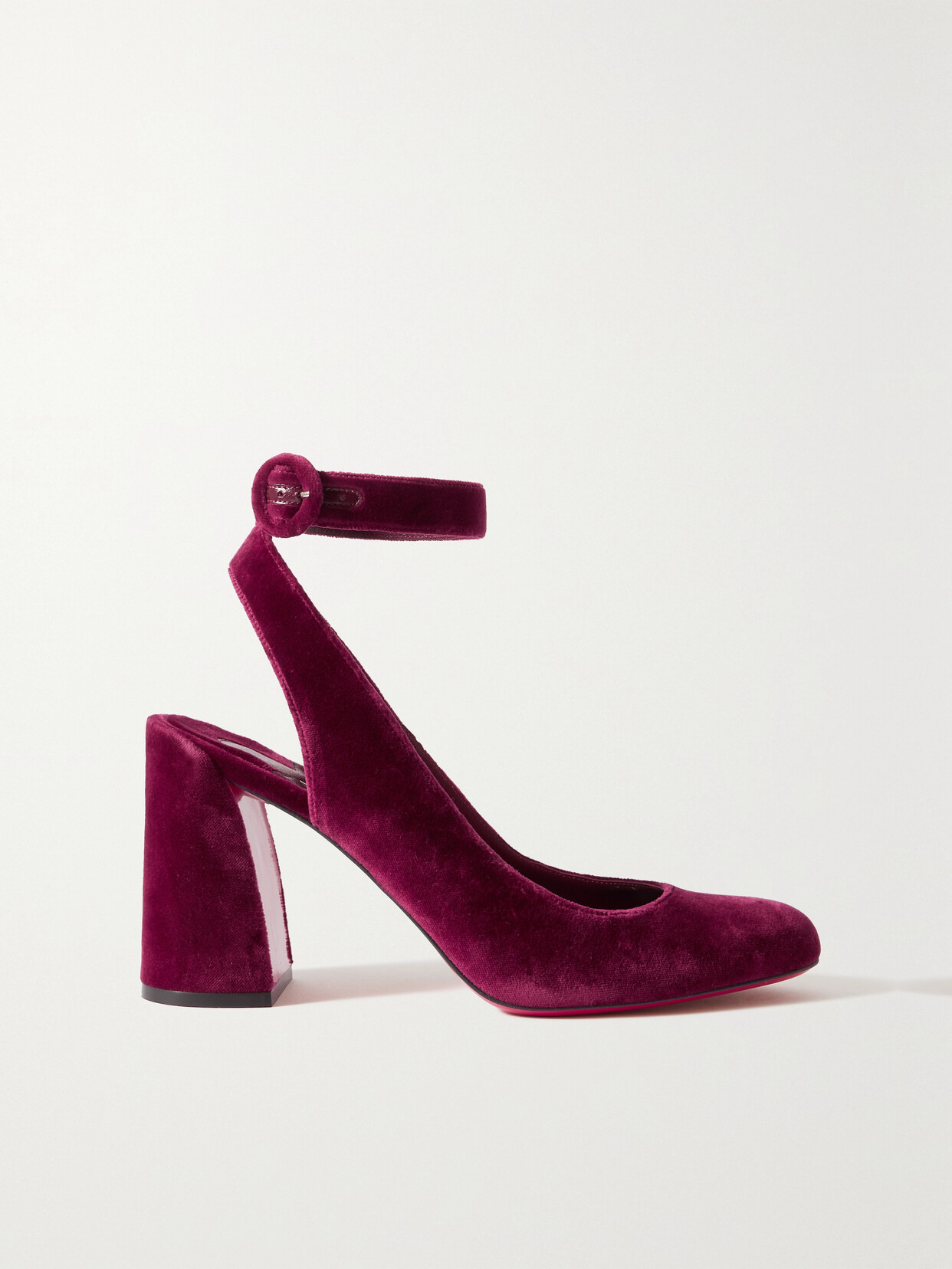 Christian Louboutin Miss Sab Sling 85 Velvet Pumps In Burgundy