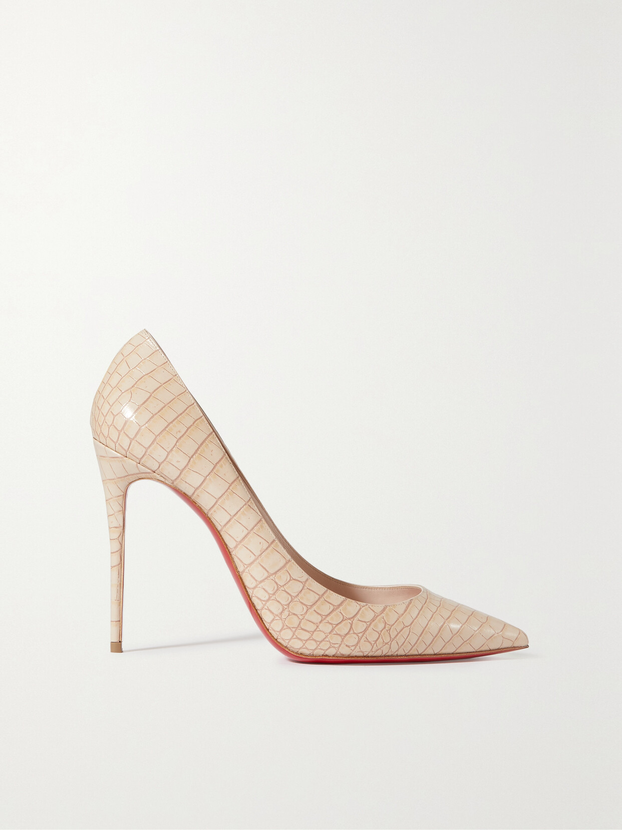 Shop Christian Louboutin Kate 100 Croc-effect Leather Pumps In Neutrals