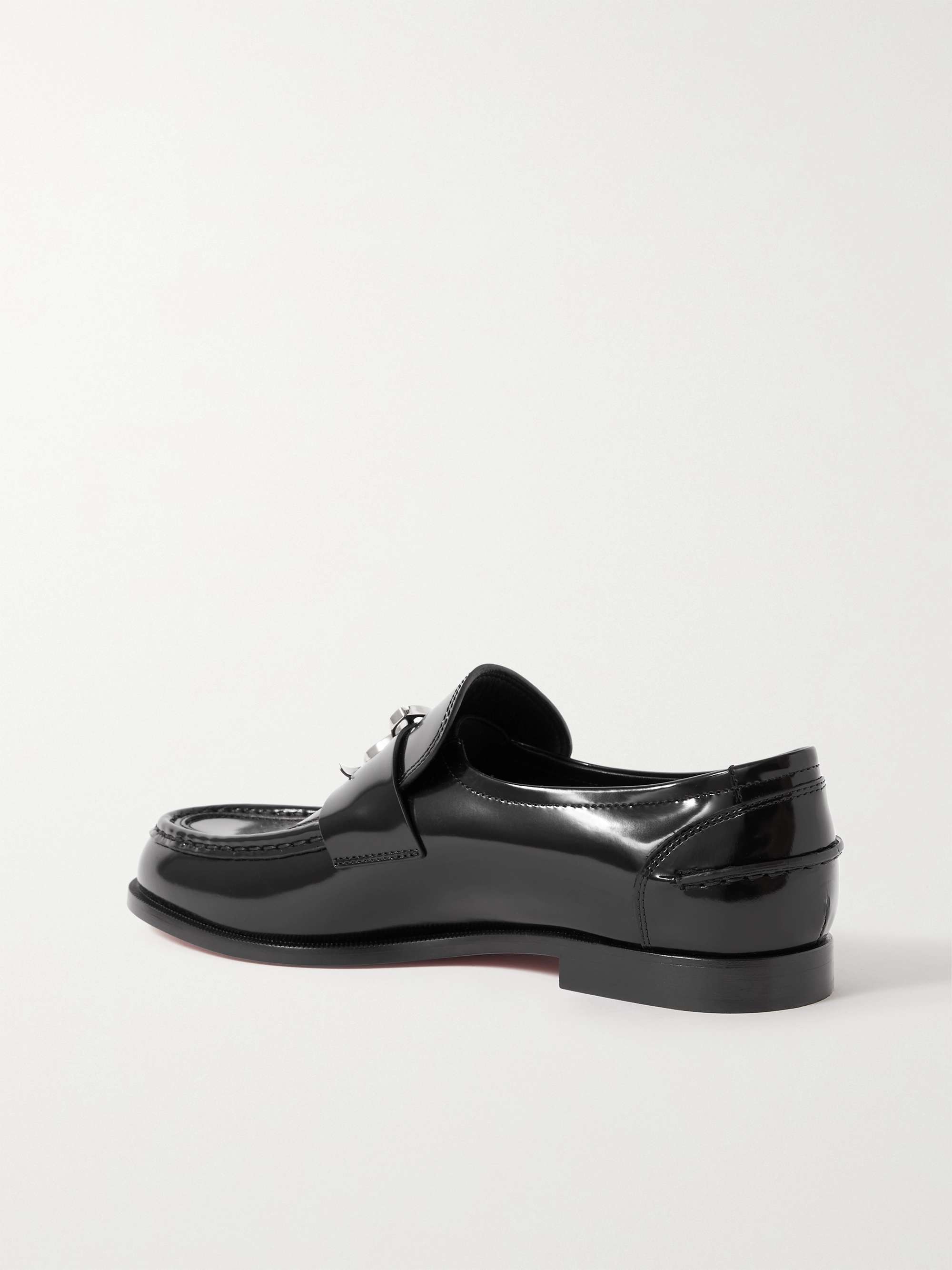 CHRISTIAN LOUBOUTIN CL Moc embellished glossed-leather loafers