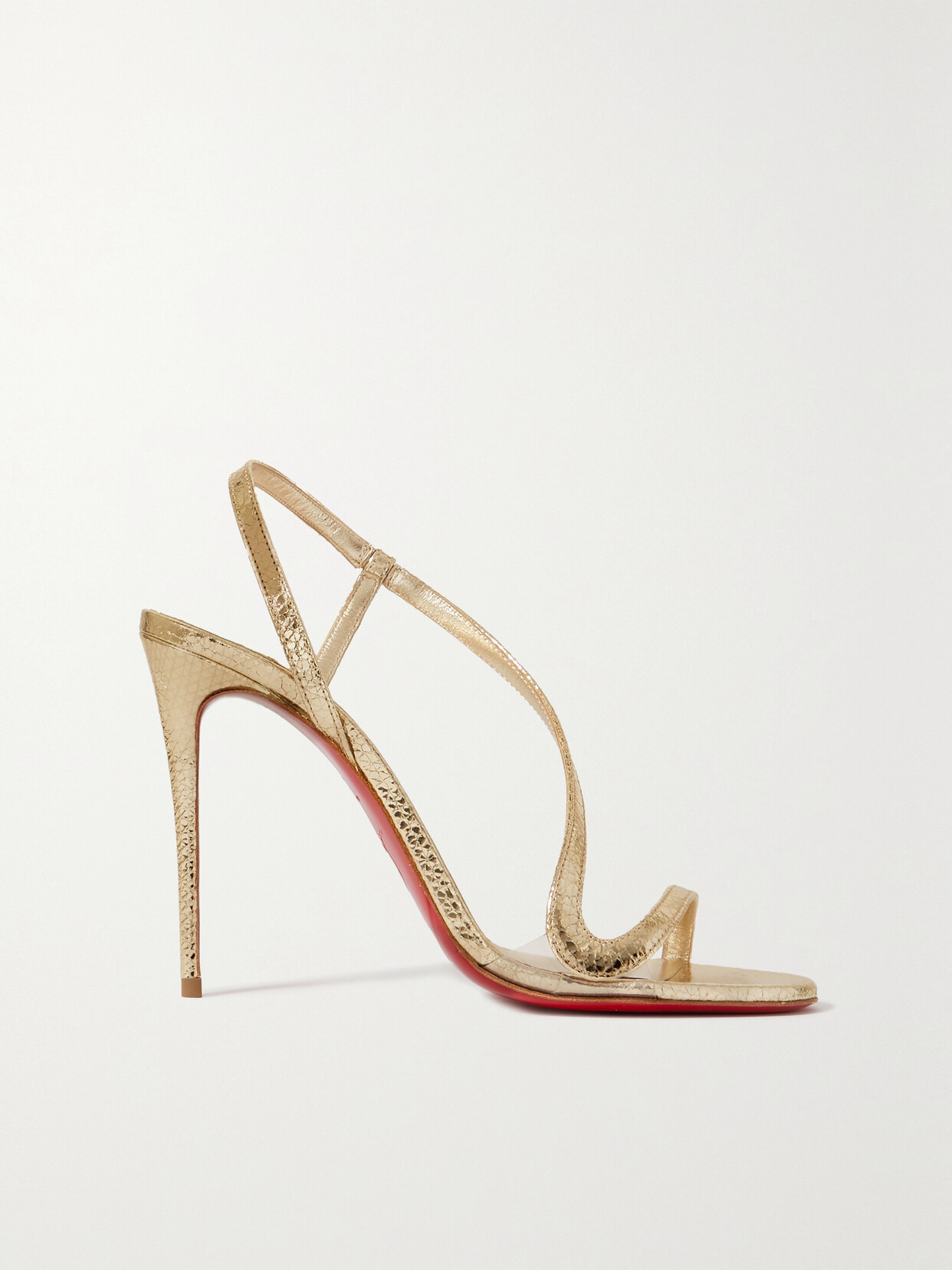 CHRISTIAN LOUBOUTIN ROSALIE 100 METALLIC LEATHER SANDALS