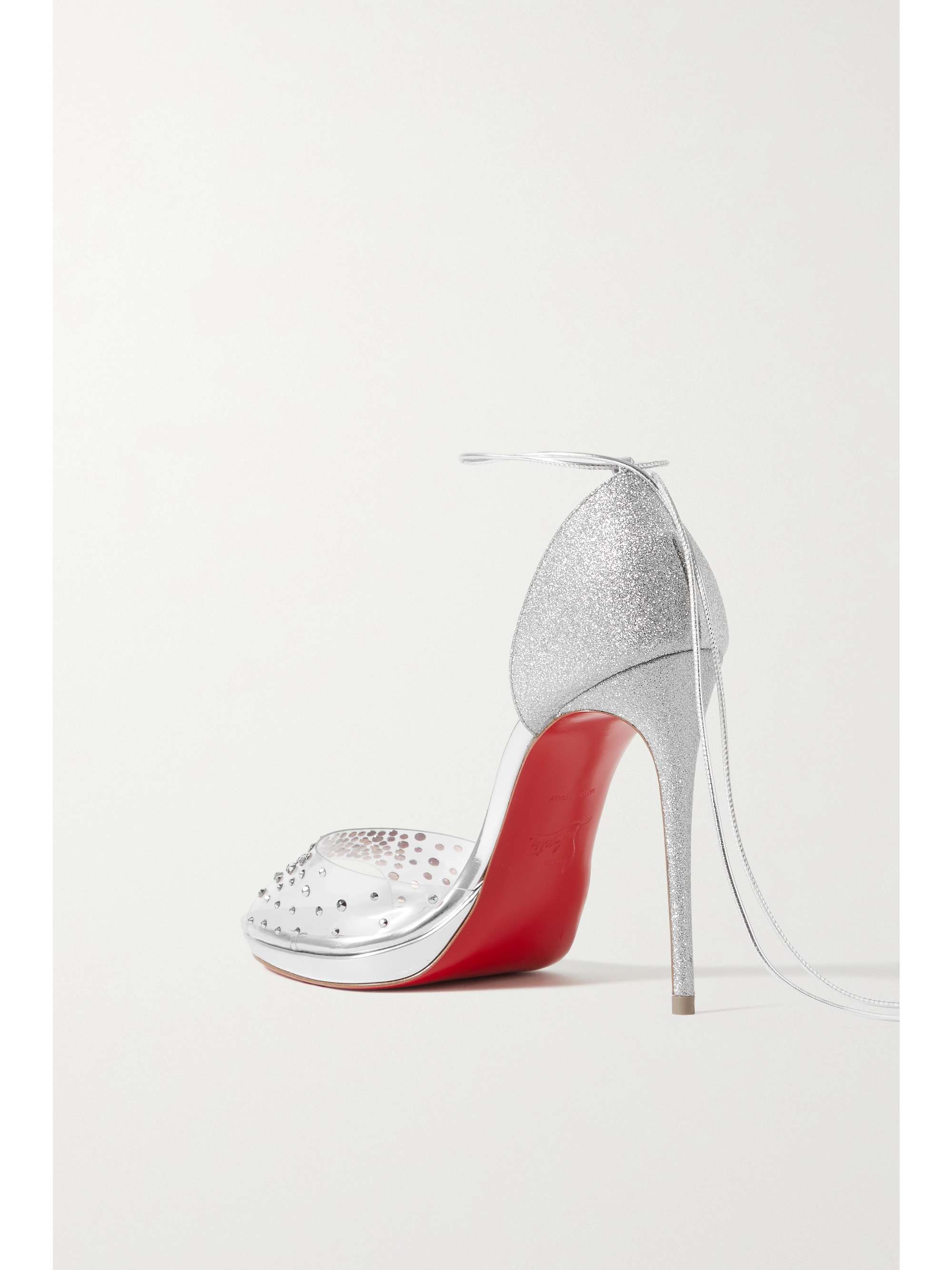 CHRISTIAN LOUBOUTIN Degratina Frou 120 glittered leather and embellished PVC sandals