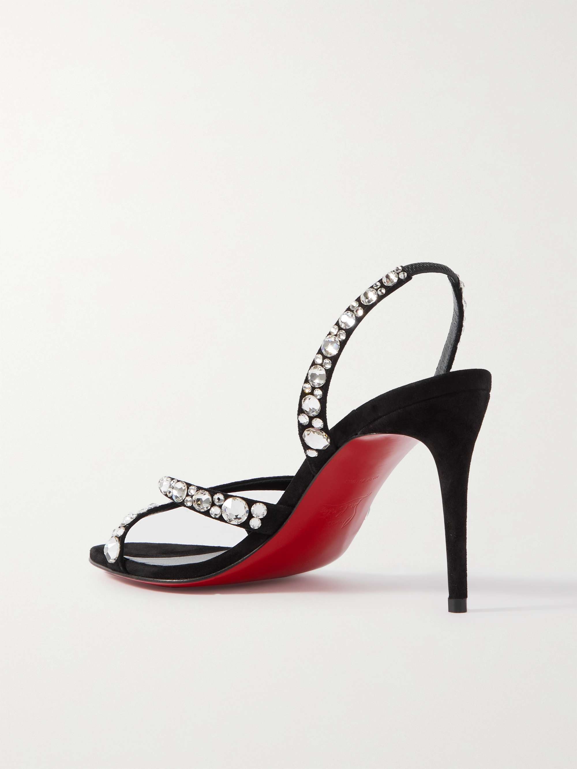 CHRISTIAN LOUBOUTIN Emilie 100 crystal-embellished suede slingback sandals