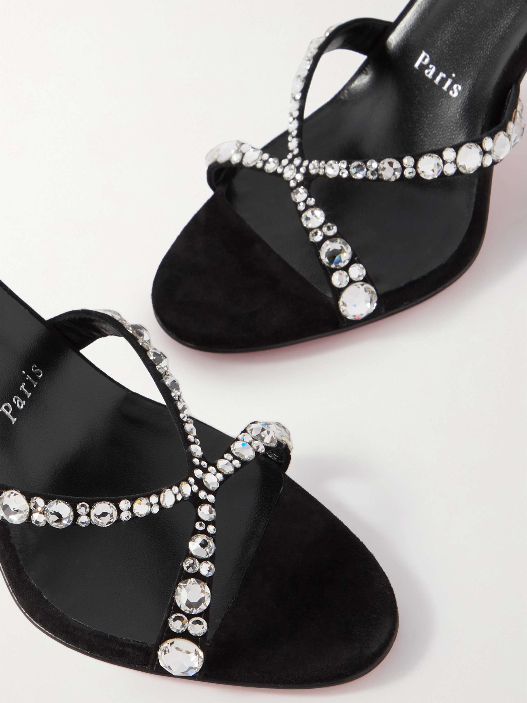 CHRISTIAN LOUBOUTIN Emilie 100 crystal-embellished suede slingback sandals