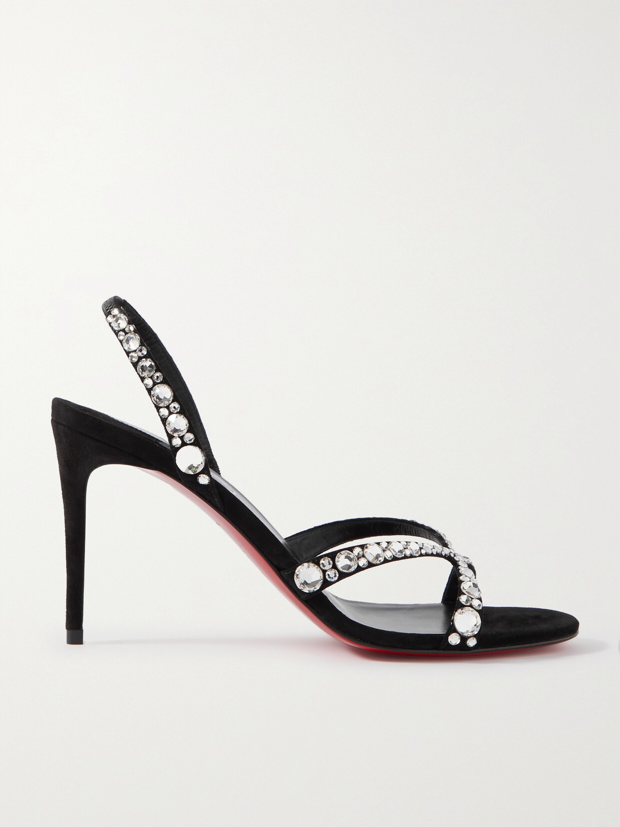 Christian Louboutin - Emilie 100 Crystal-embellished Suede Slingback Sandals - Black