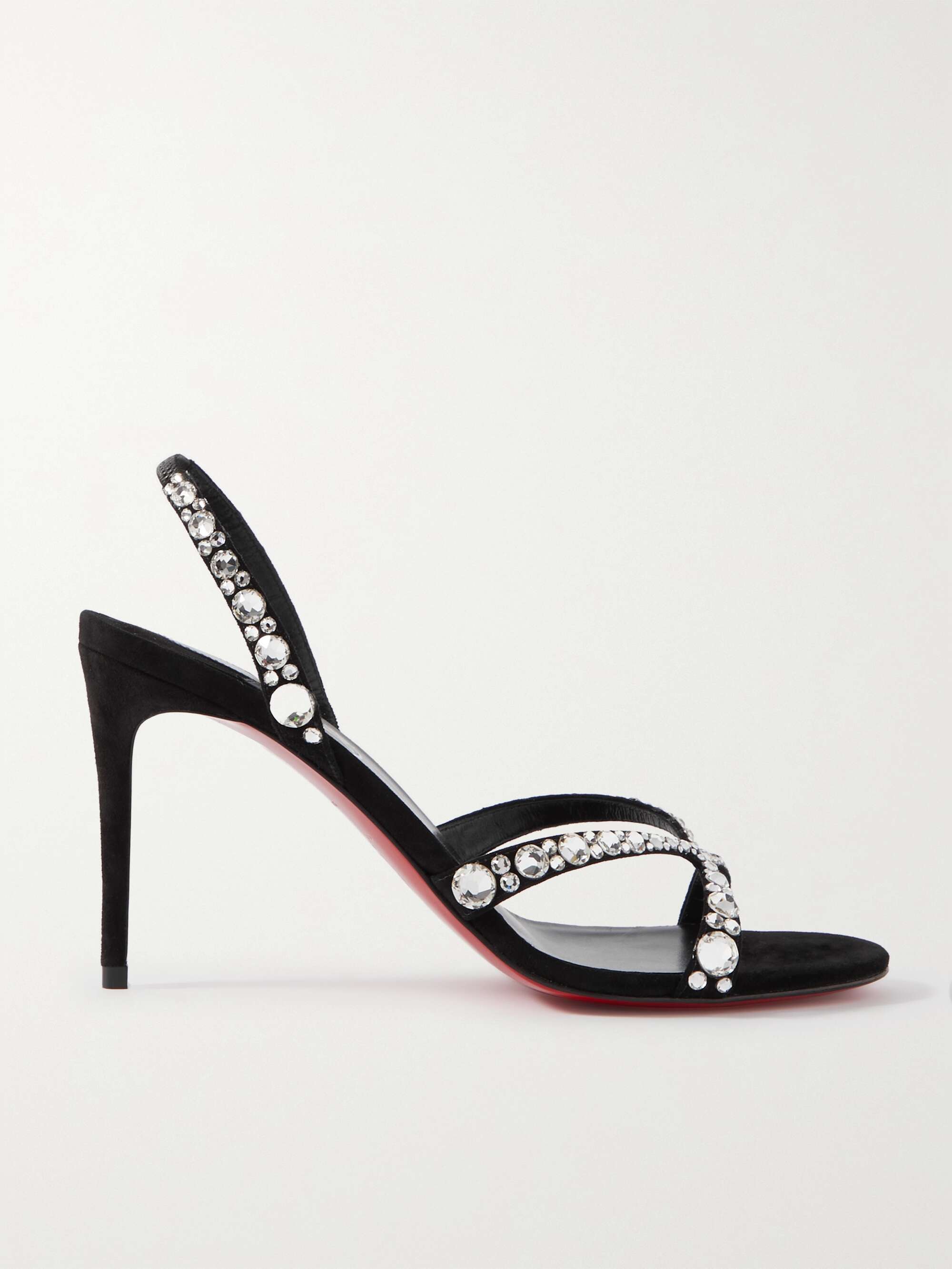 CHRISTIAN LOUBOUTIN Emilie 100 crystal-embellished suede slingback ...