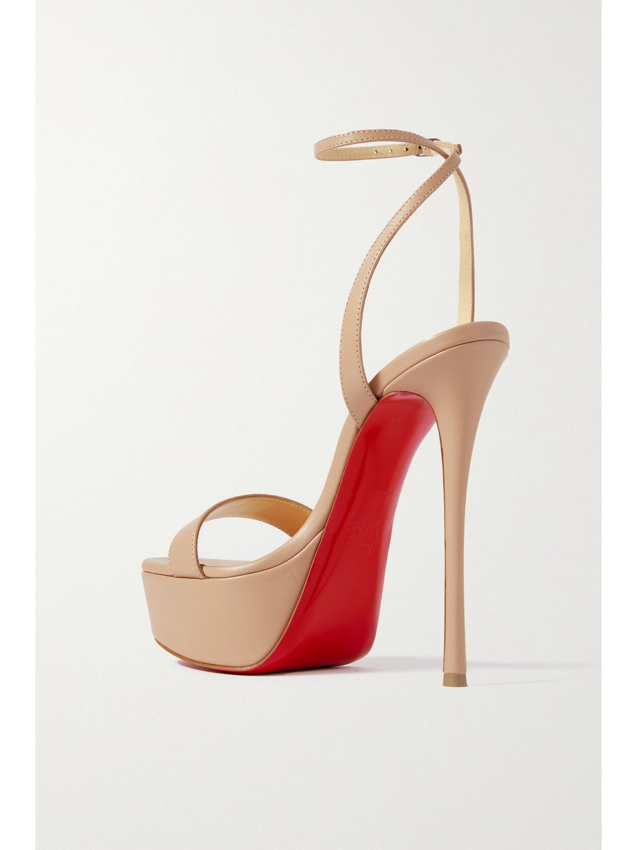 Shop Christian Louboutin Loubi Queen Alta 150 Leather Platform Pumps In Neutrals