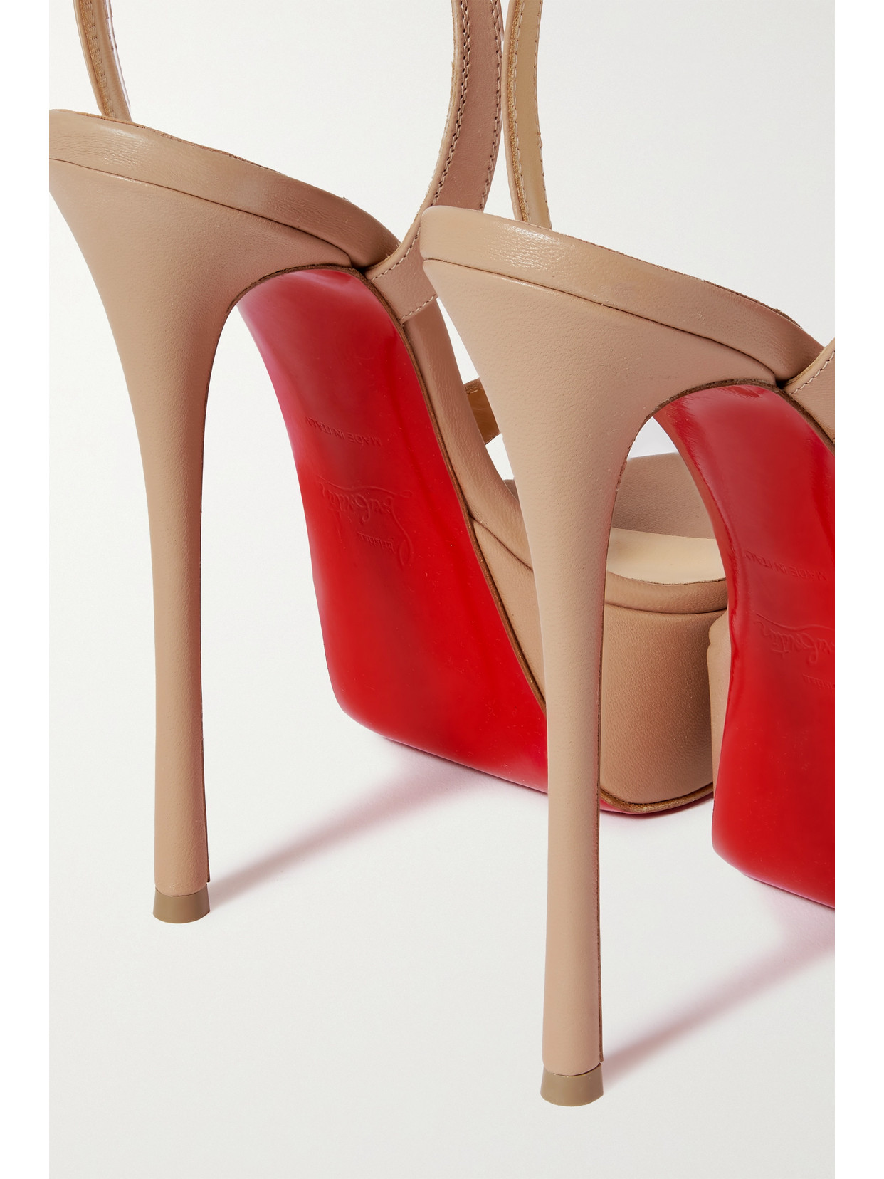 Shop Christian Louboutin Loubi Queen Alta 150 Leather Platform Pumps In Neutrals