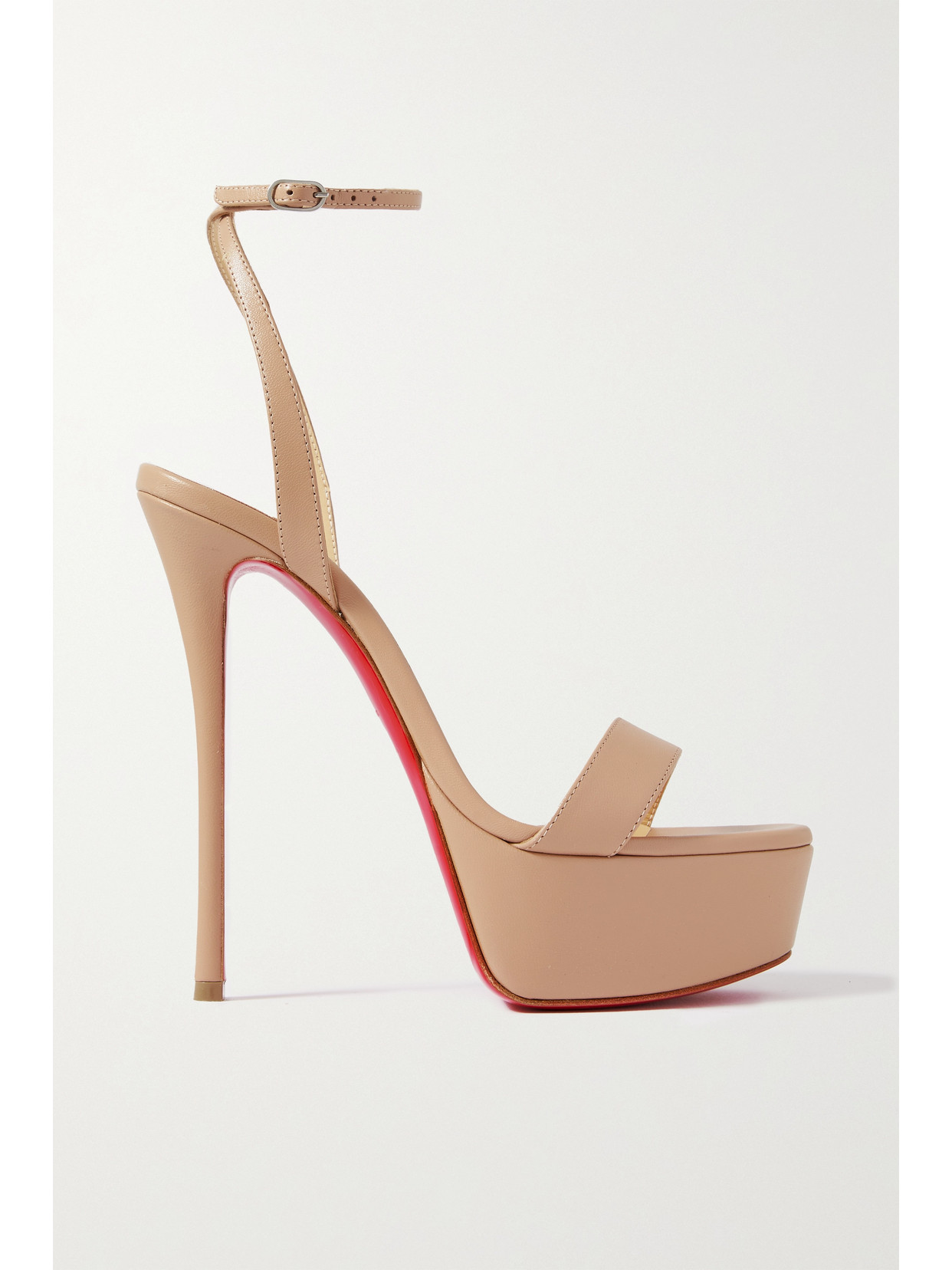 Christian Louboutin - Loubi Queen Alta 150 Leather Platform Pumps - Neutrals