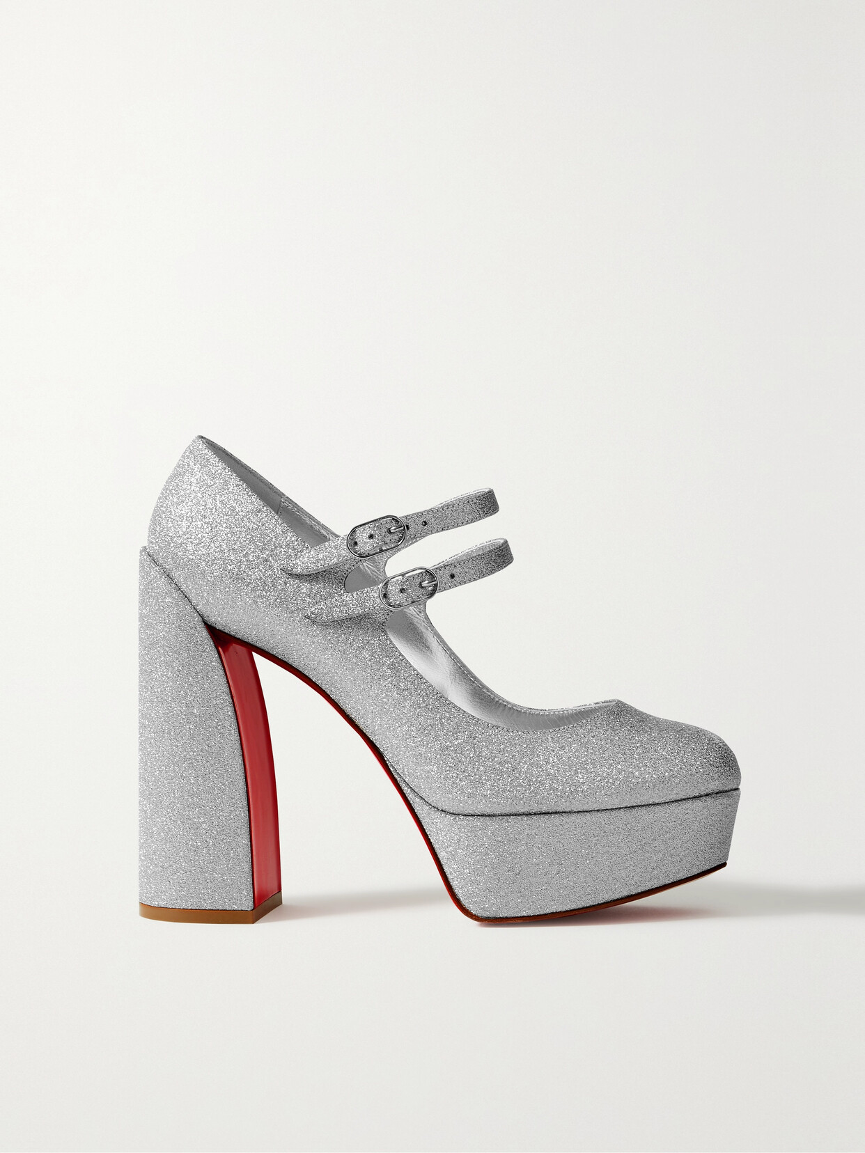 Christian Louboutin Movida Jane 130 Leather Platform Pumps - Silver