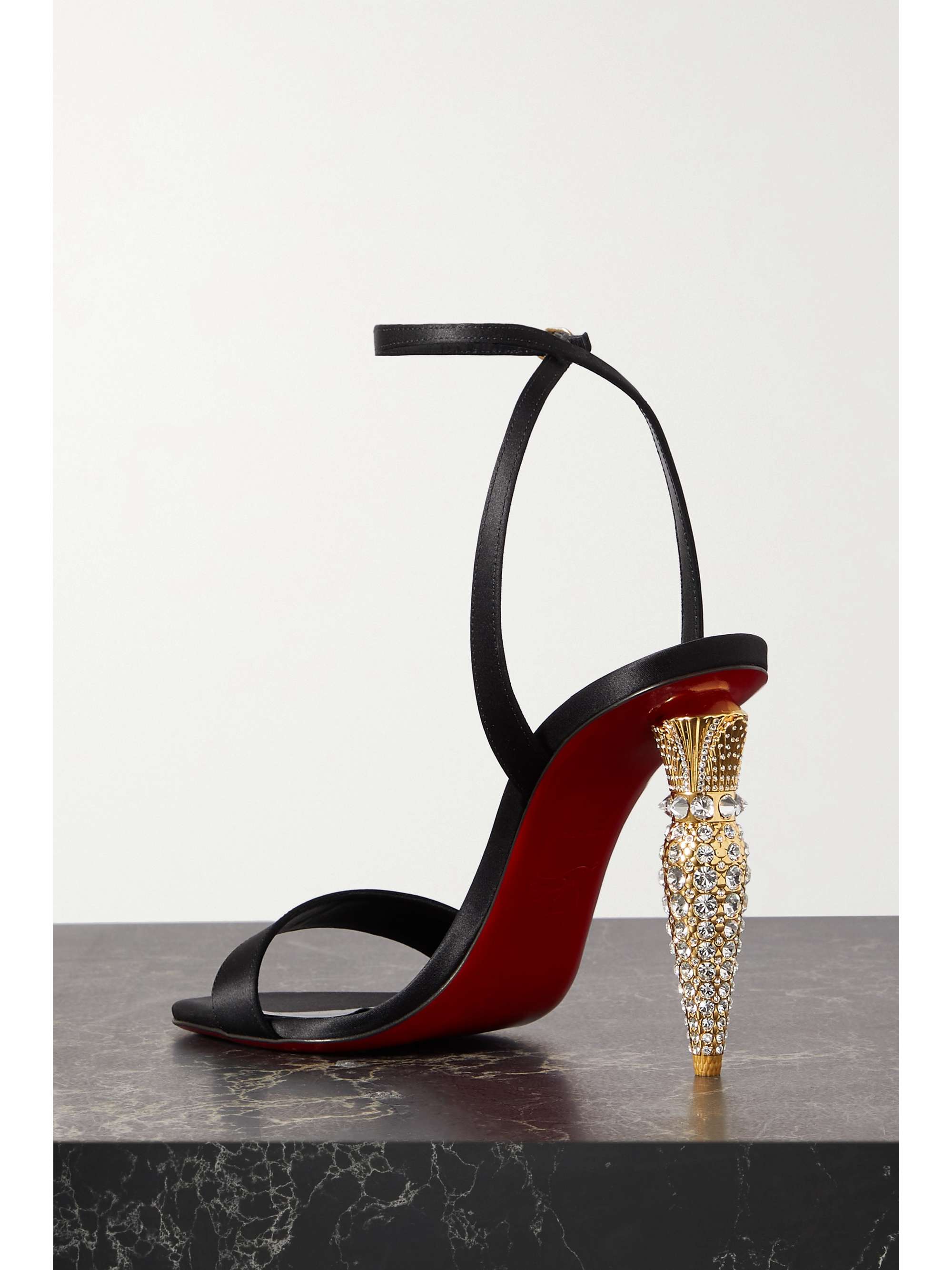CHRISTIAN LOUBOUTIN Lipstrass Queen 100 crystal-embellished satin pumps