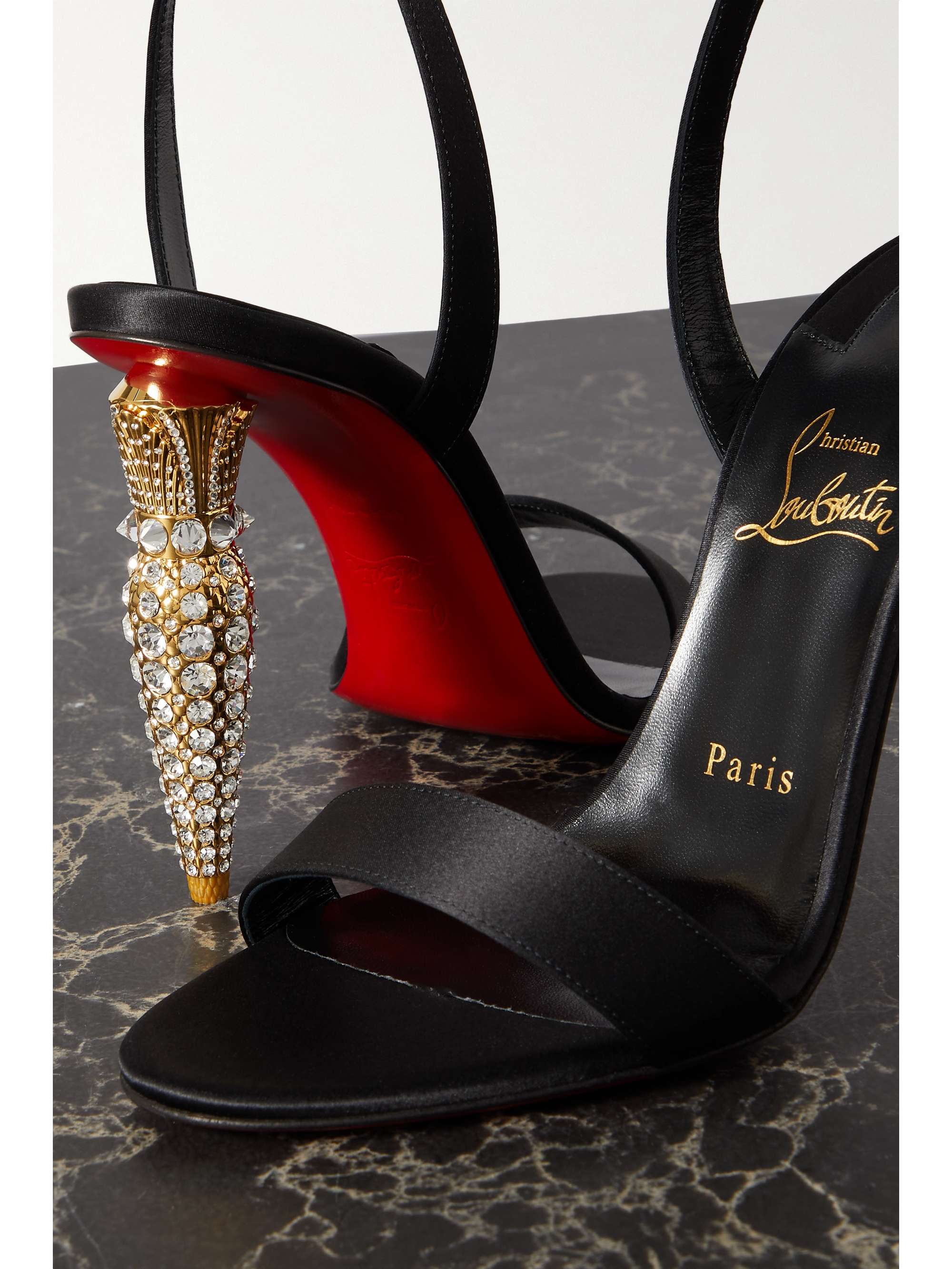 CHRISTIAN LOUBOUTIN Lipstrass Queen 100 crystal-embellished satin pumps