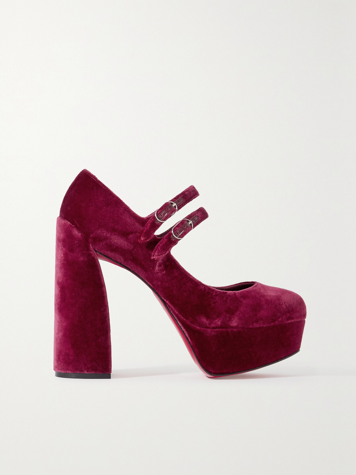 Christian Louboutin Movida Jane 130 Velvet Platform Pumps In Burgundy