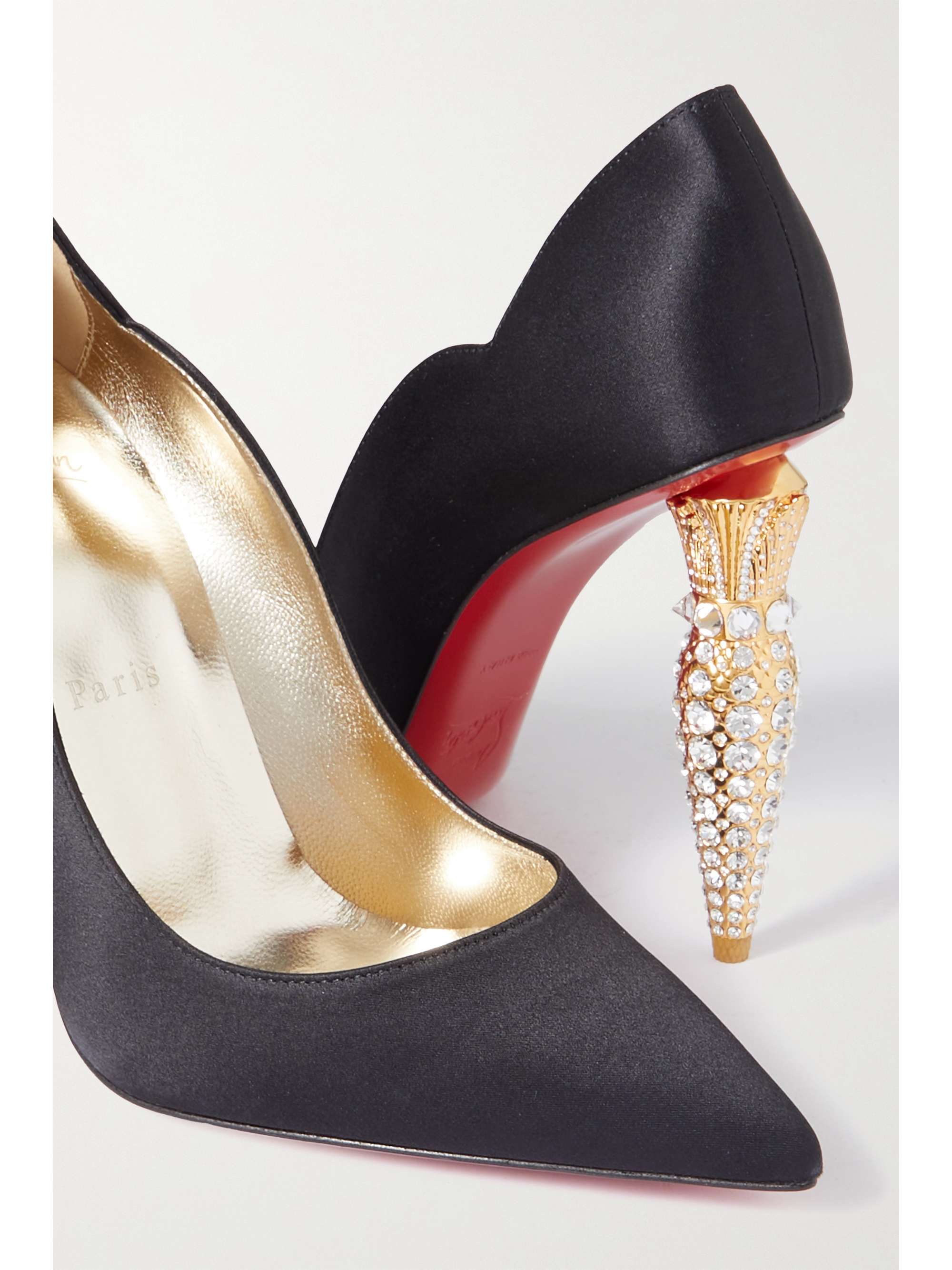 Christian Louboutin Crystal Embellished Gold Mesh & Leather