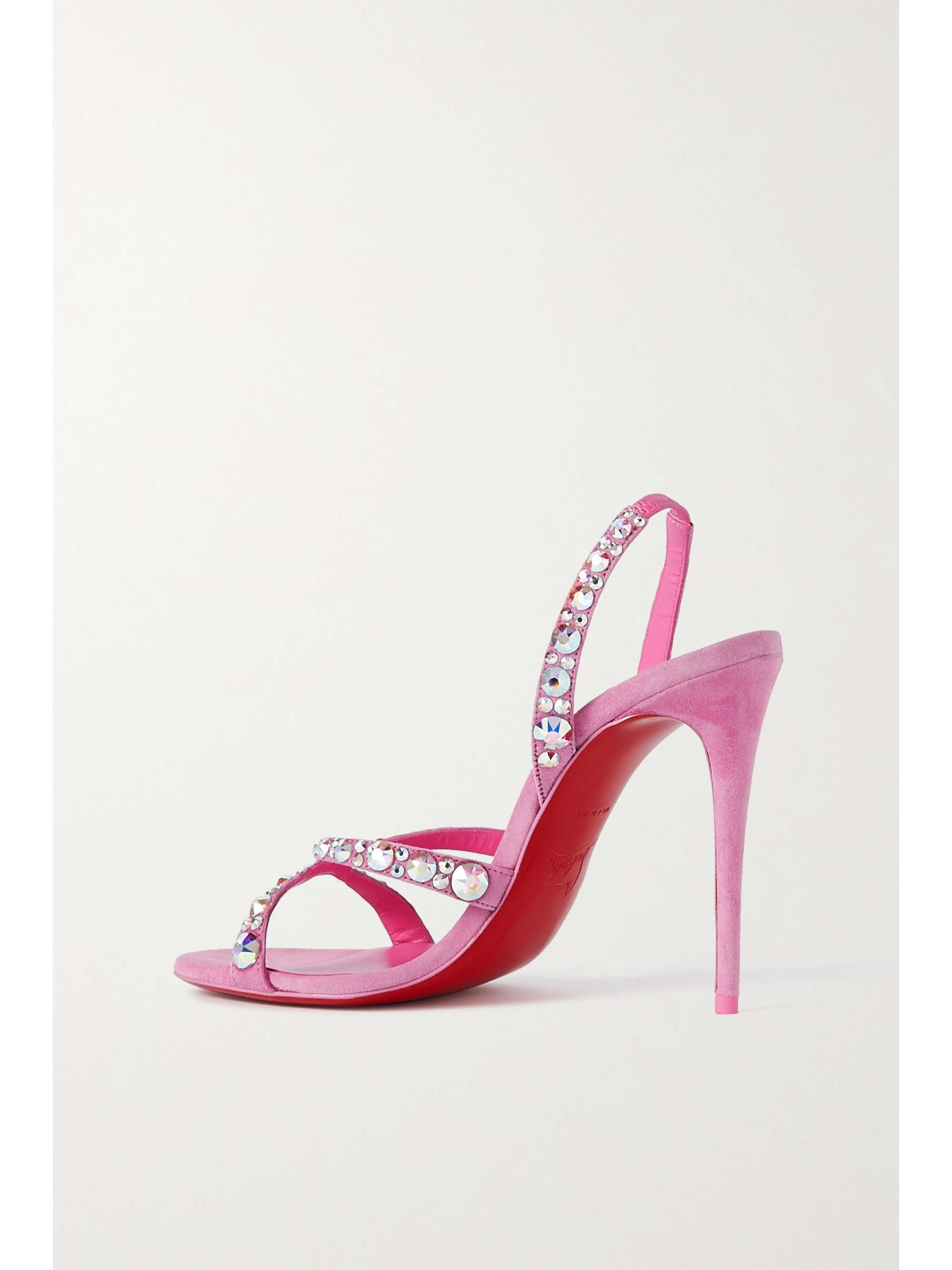 CHRISTIAN LOUBOUTIN Emilie 100 crystal-embellished suede slingback sandals