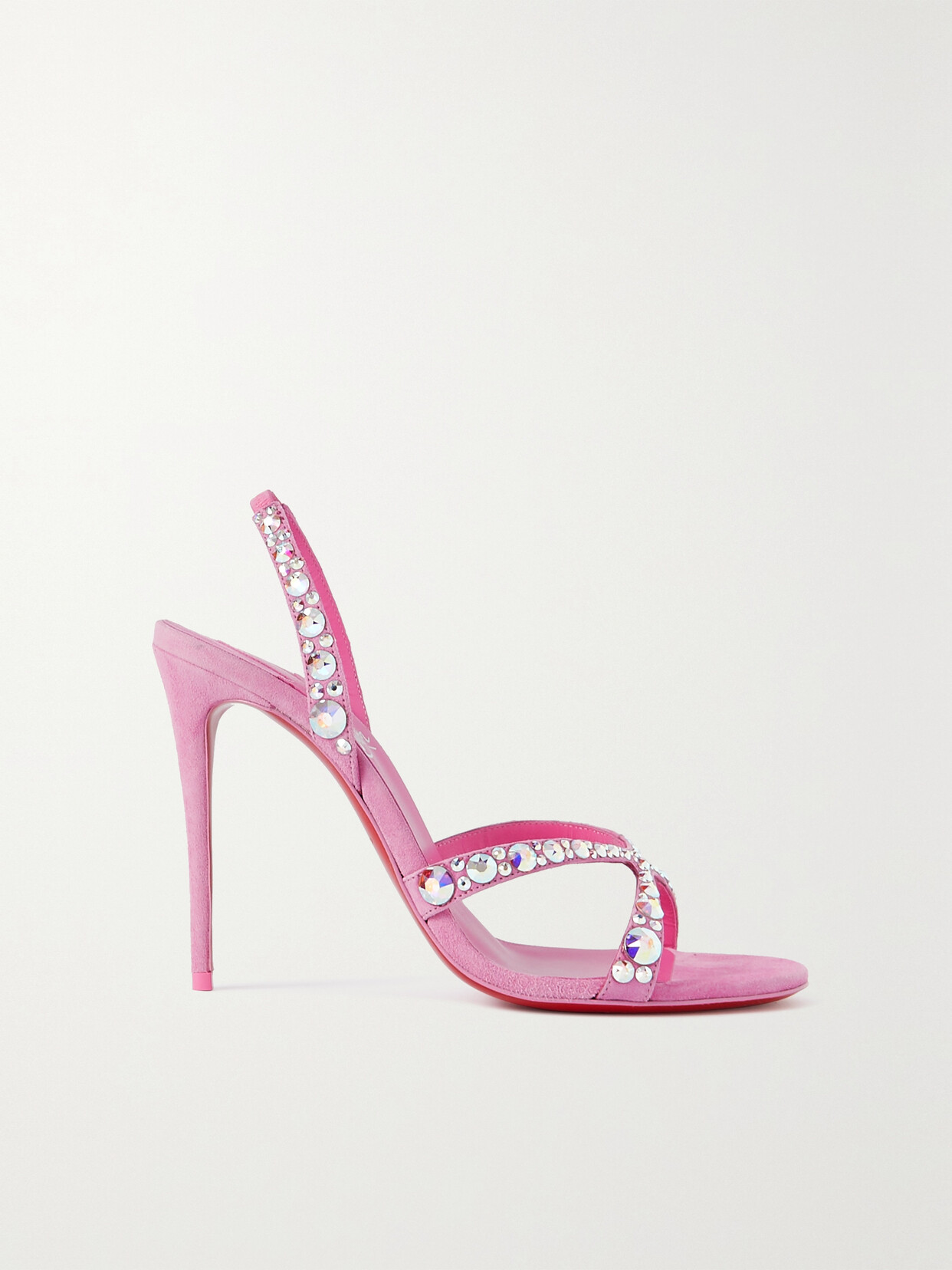 Christian Louboutin - Emilie 100 Crystal-embellished Suede Slingback Sandals - Pink