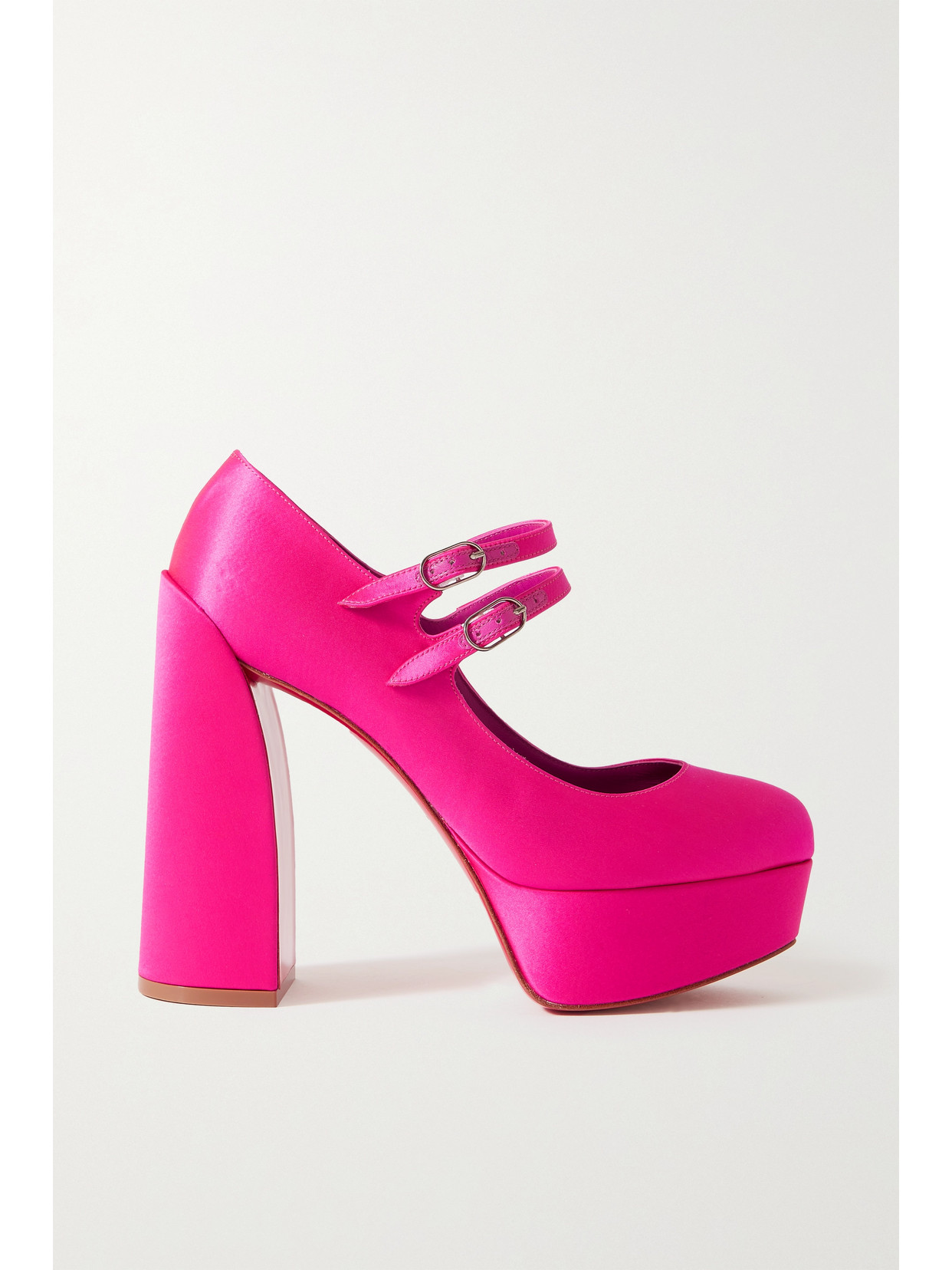 Christian Louboutin Movida Jane 130 Satin Platform Pumps In Pink