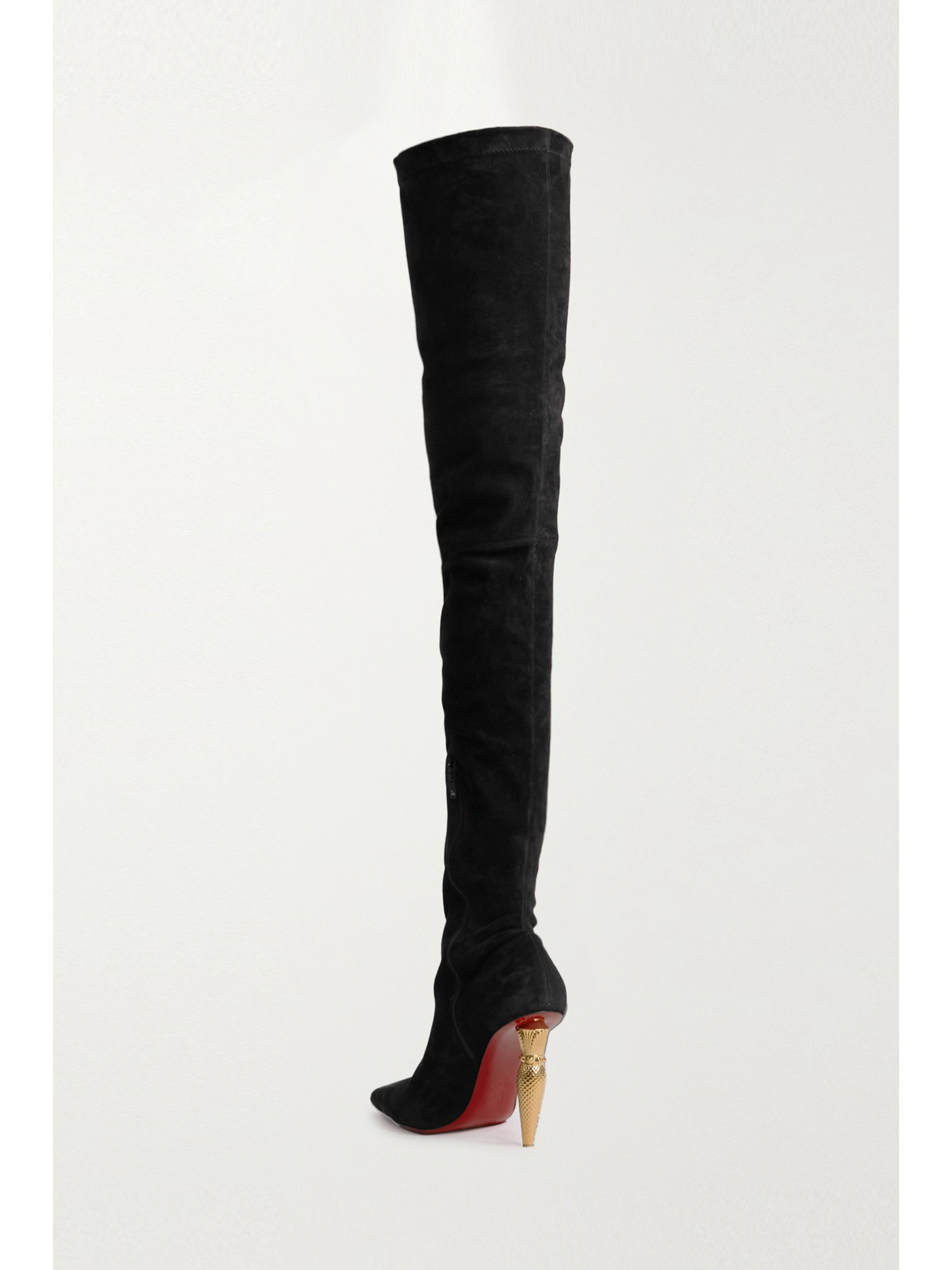 Shop Christian Louboutin Lipbotta 100 Stretch-suede Over-the-knee Boots In Black