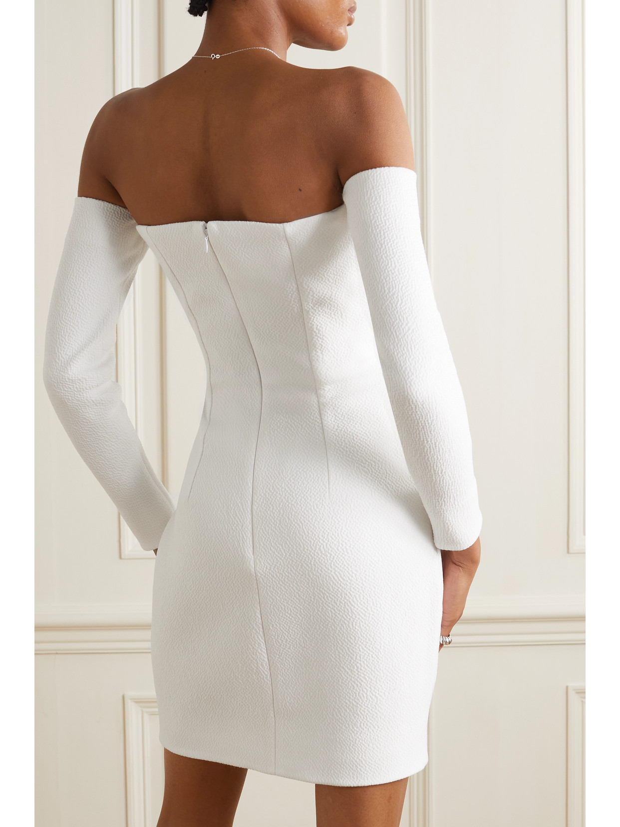Emilia Wickstead Murielle Off-the-shoulder Cloqué Mini Dress In Ivory