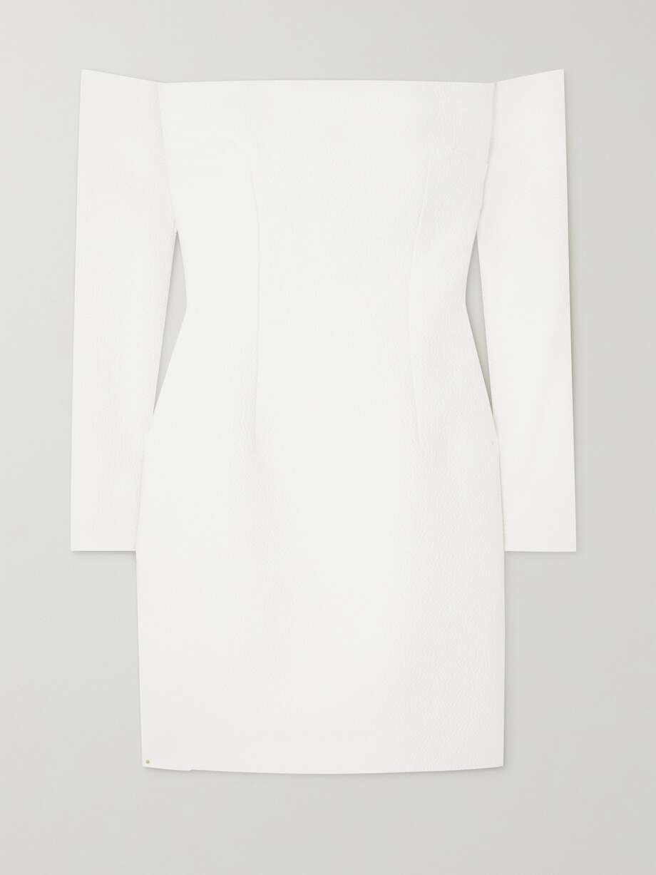 murielle off-the-shoulder cloqué mini dress