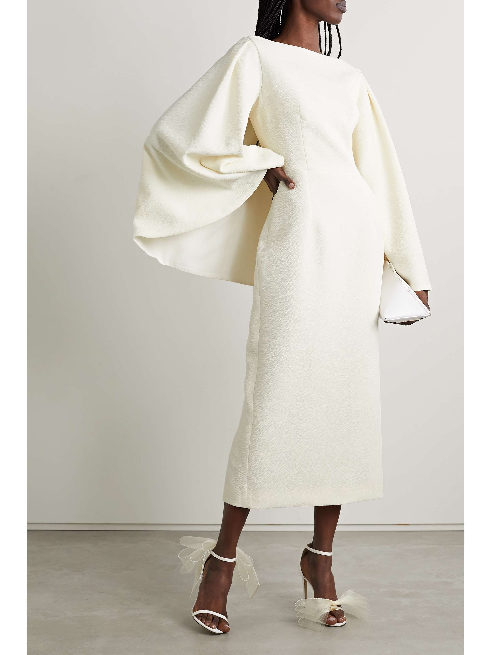 EMILIA WICKSTEAD Switzy cape-effect cloqué midi dress | NET-A-PORTER