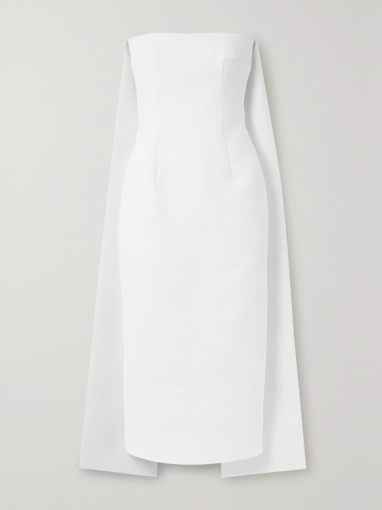 Emilia Wickstead Xanthe Strapless Cape-effect Cloqué Midi Dress In Ivory