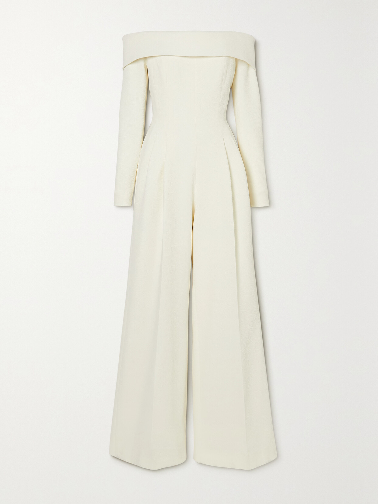 Emilia Wickstead Vesper Off-the-shoulder Crepe Jumpsuit In Ivory