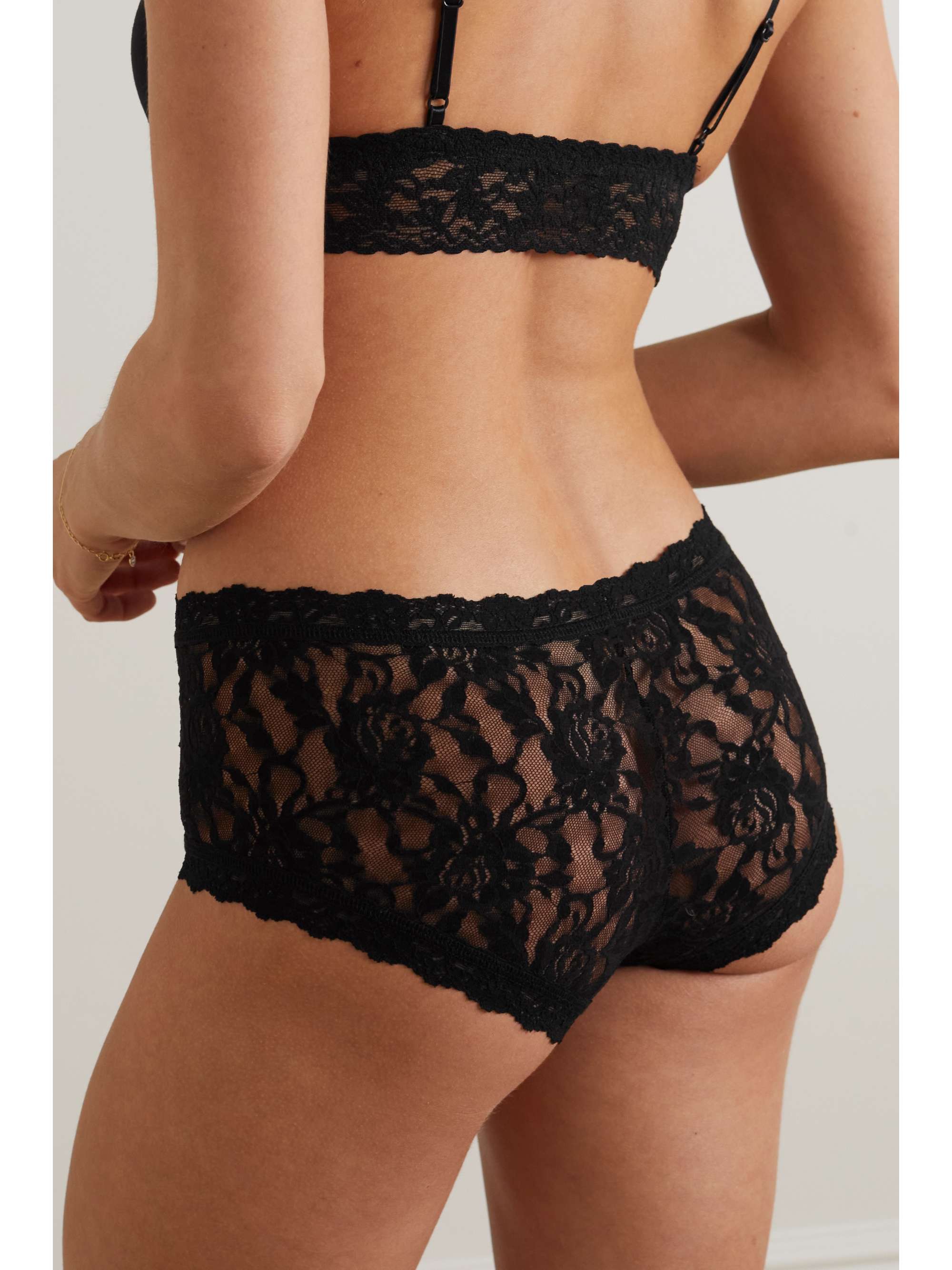 HANKY PANKY + NET SUSTAIN Signature set of three stretch-lace boy shorts