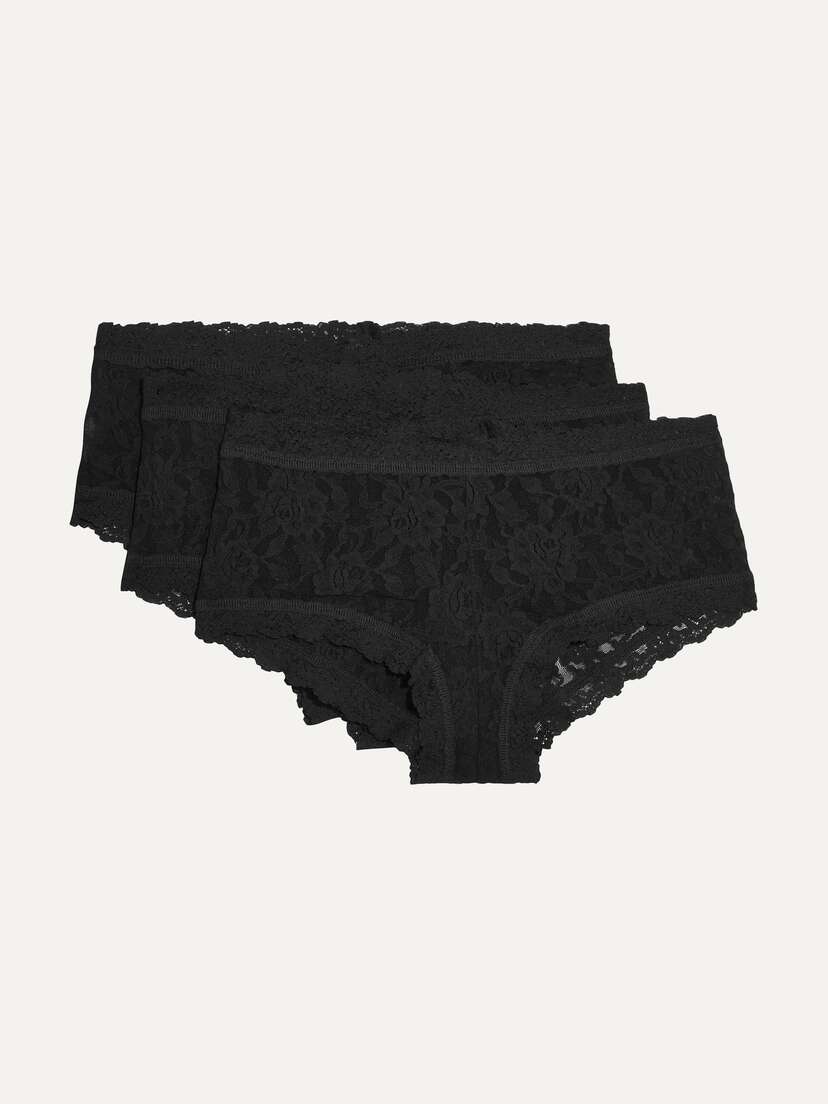 Hanky Panky + Net Sustain Signature Set Of Three Stretch-lace Boy Shorts